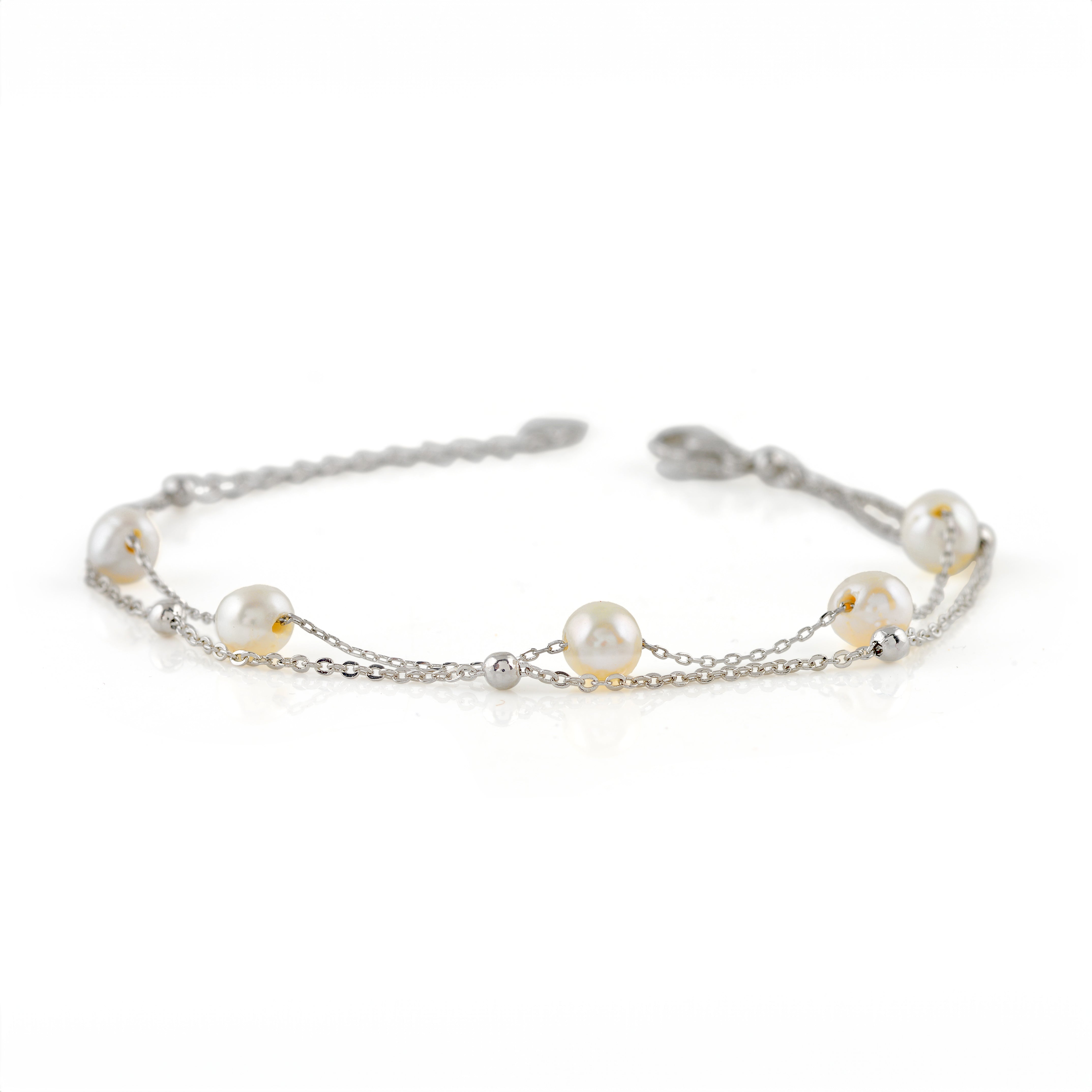 Exquisite Silver Pearl Bracelet