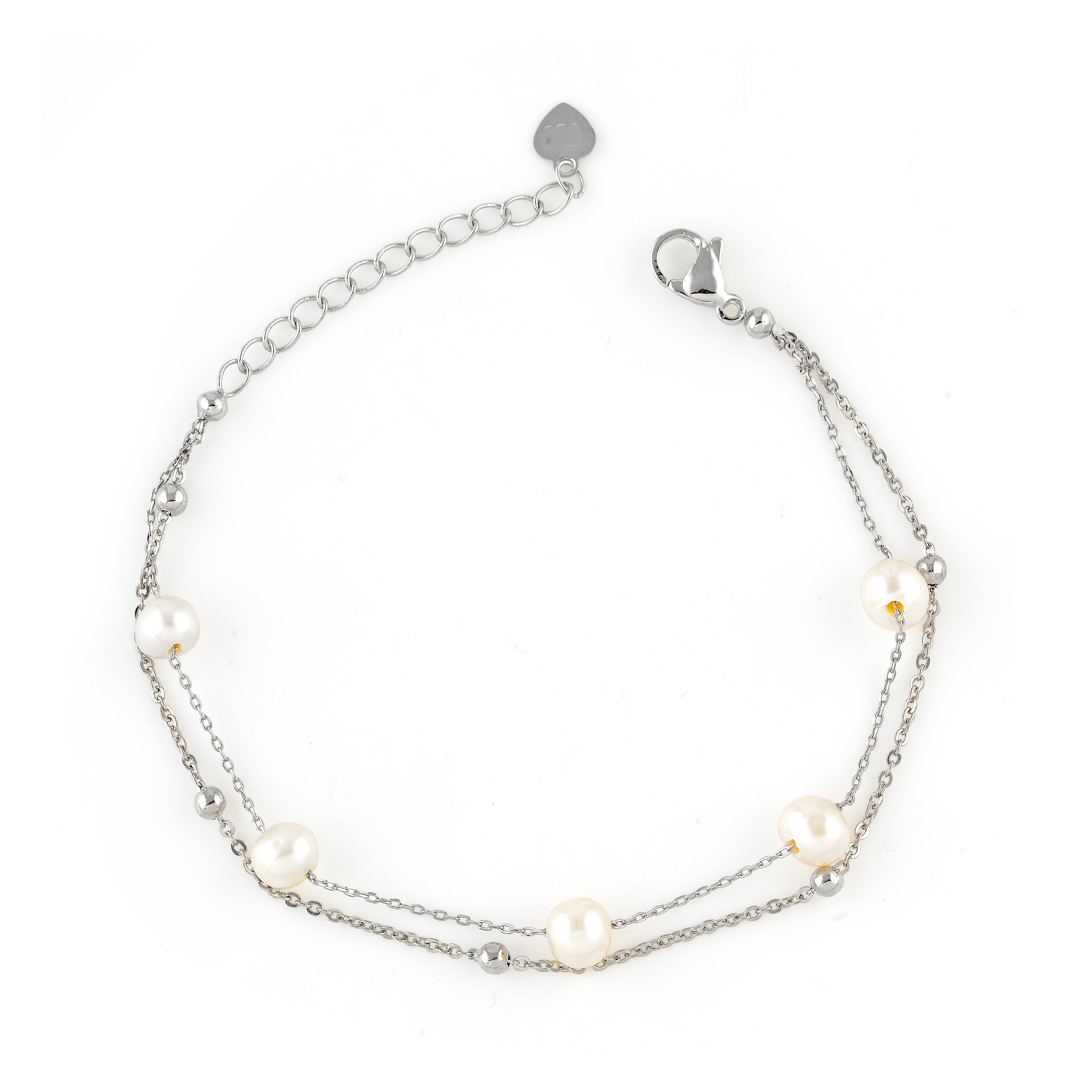 Exquisite Silver Pearl Bracelet