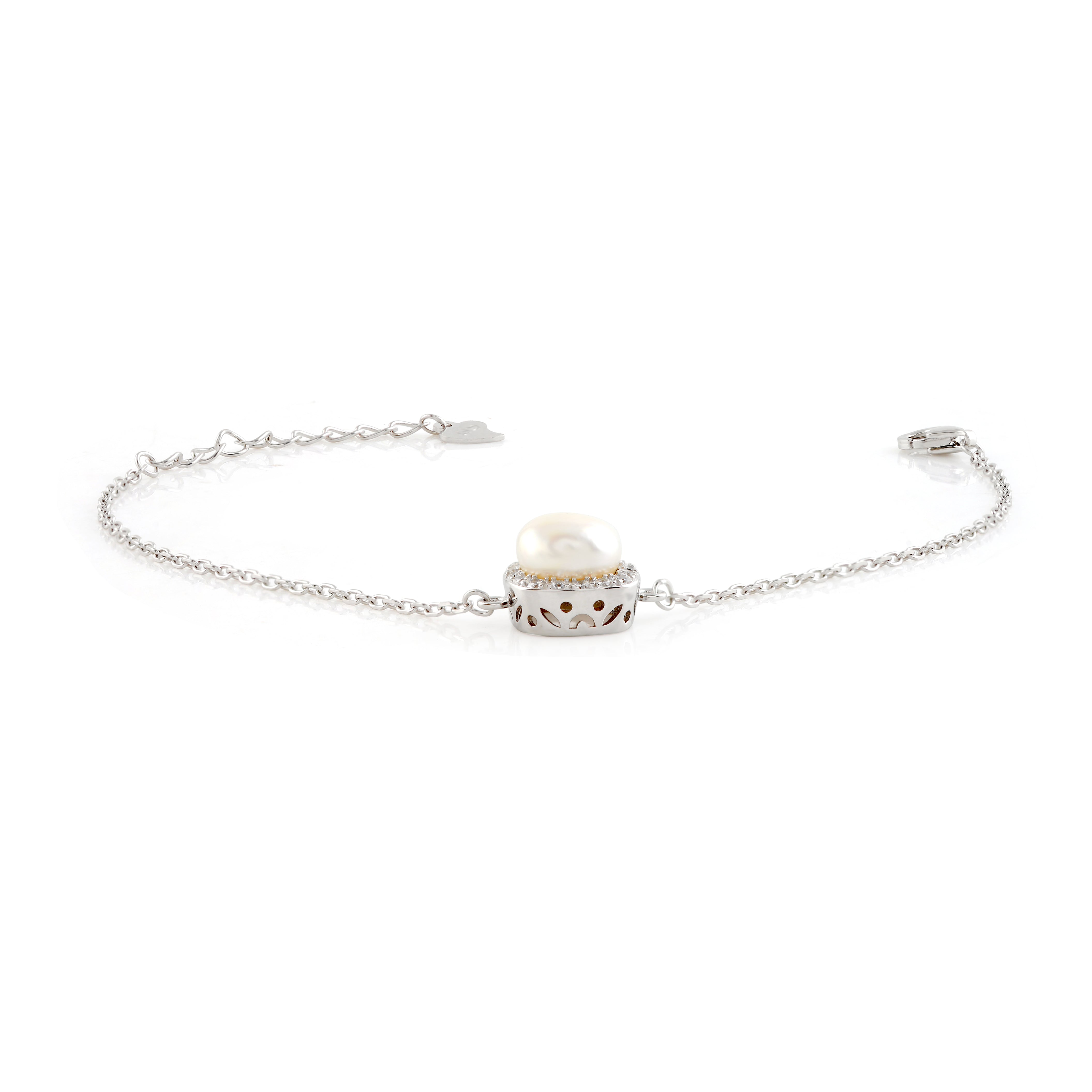 Stunning Bracelet with Fresh Water Pearl and CZ Stones