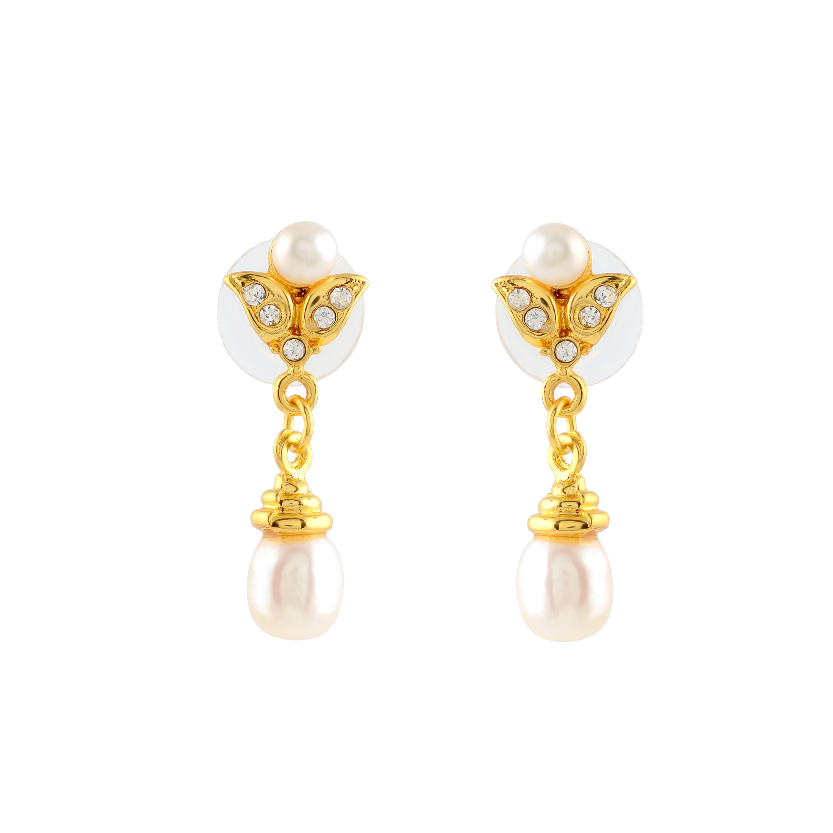 Regal Butterfly Pearl Drop Earrings - Krishna Jewellers Pearls and Gems