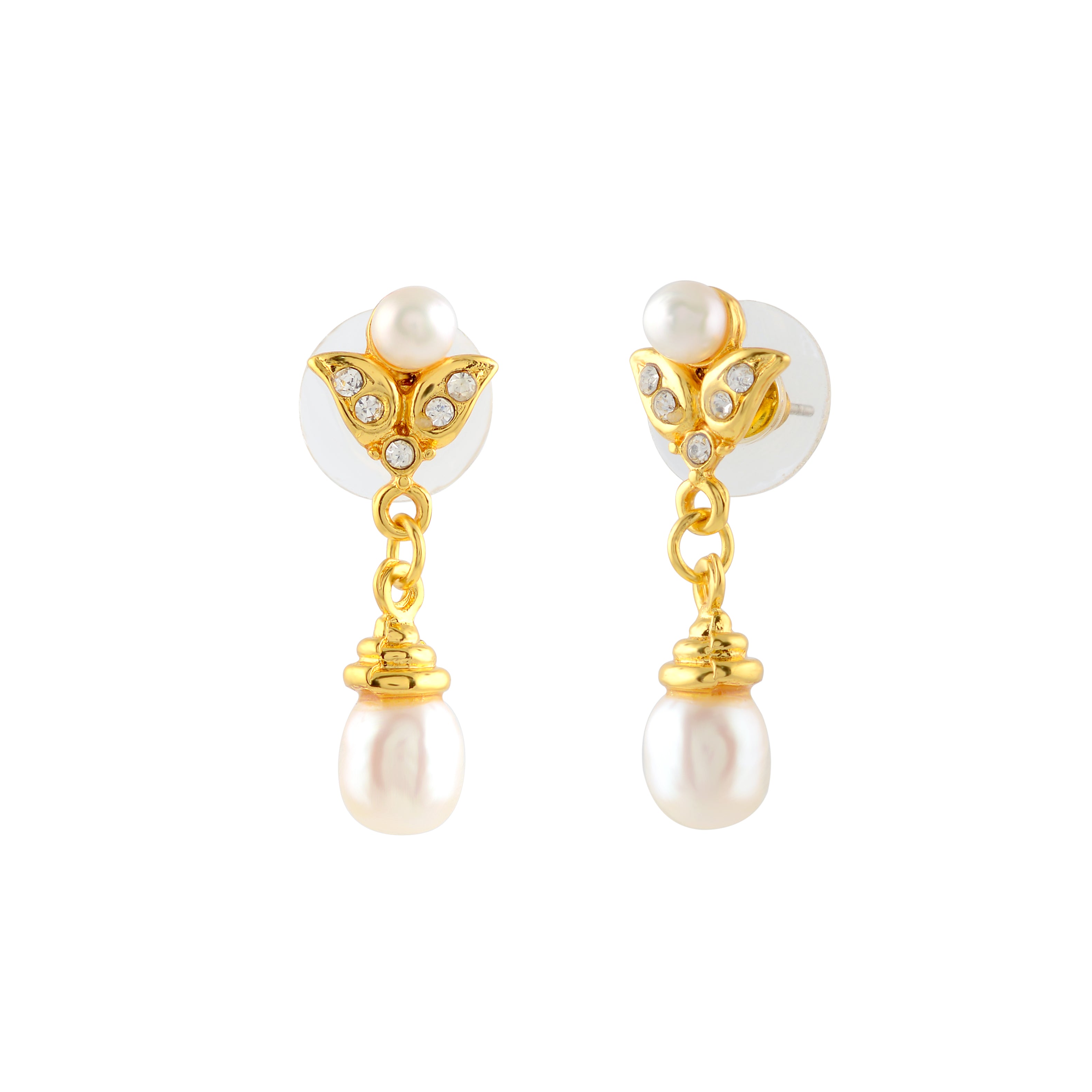 Regal Butterfly Pearl Drop Earrings - Krishna Jewellers Pearls and Gems