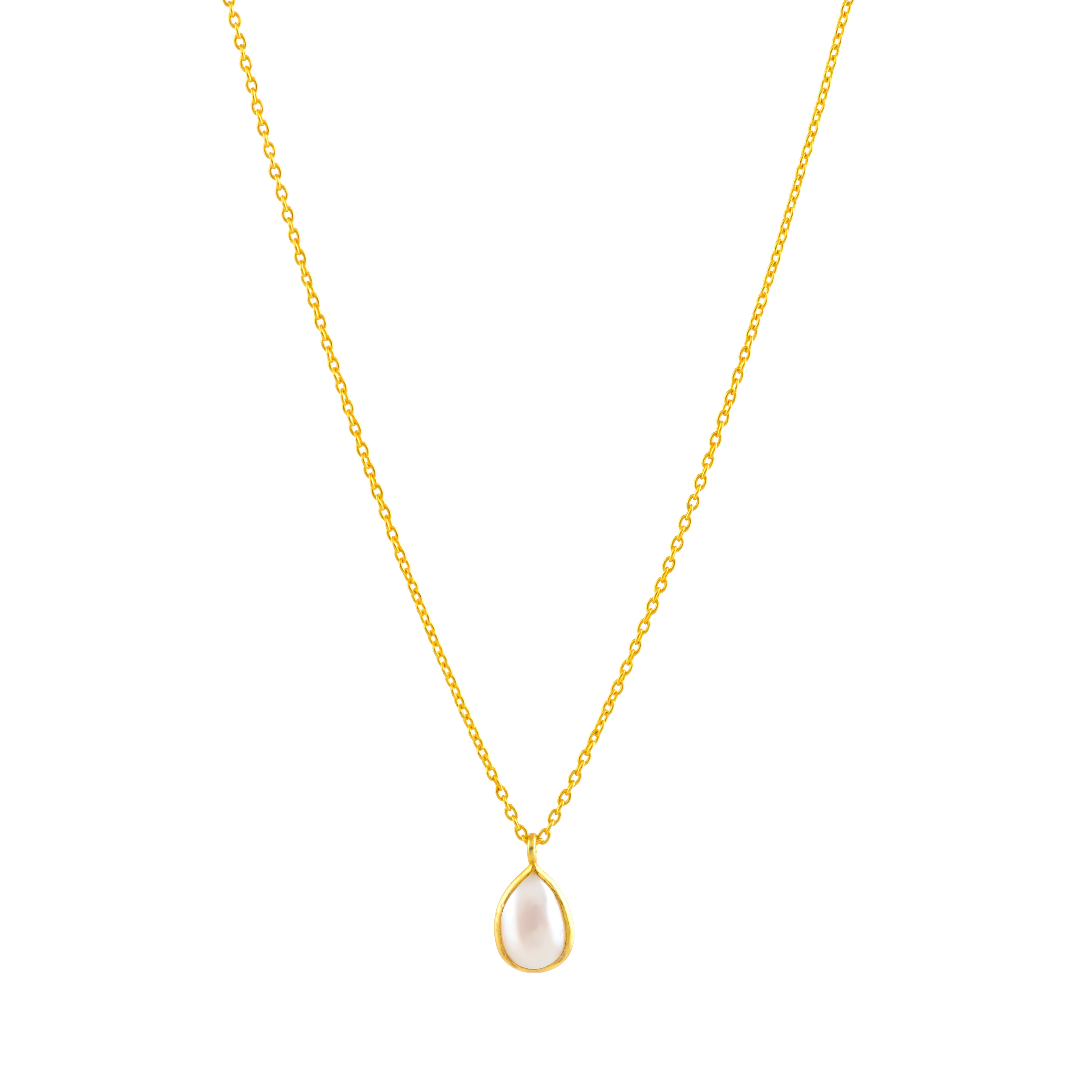 Modern Silver Fresh Water Pearl Pendant Necklace with a Gold Coating