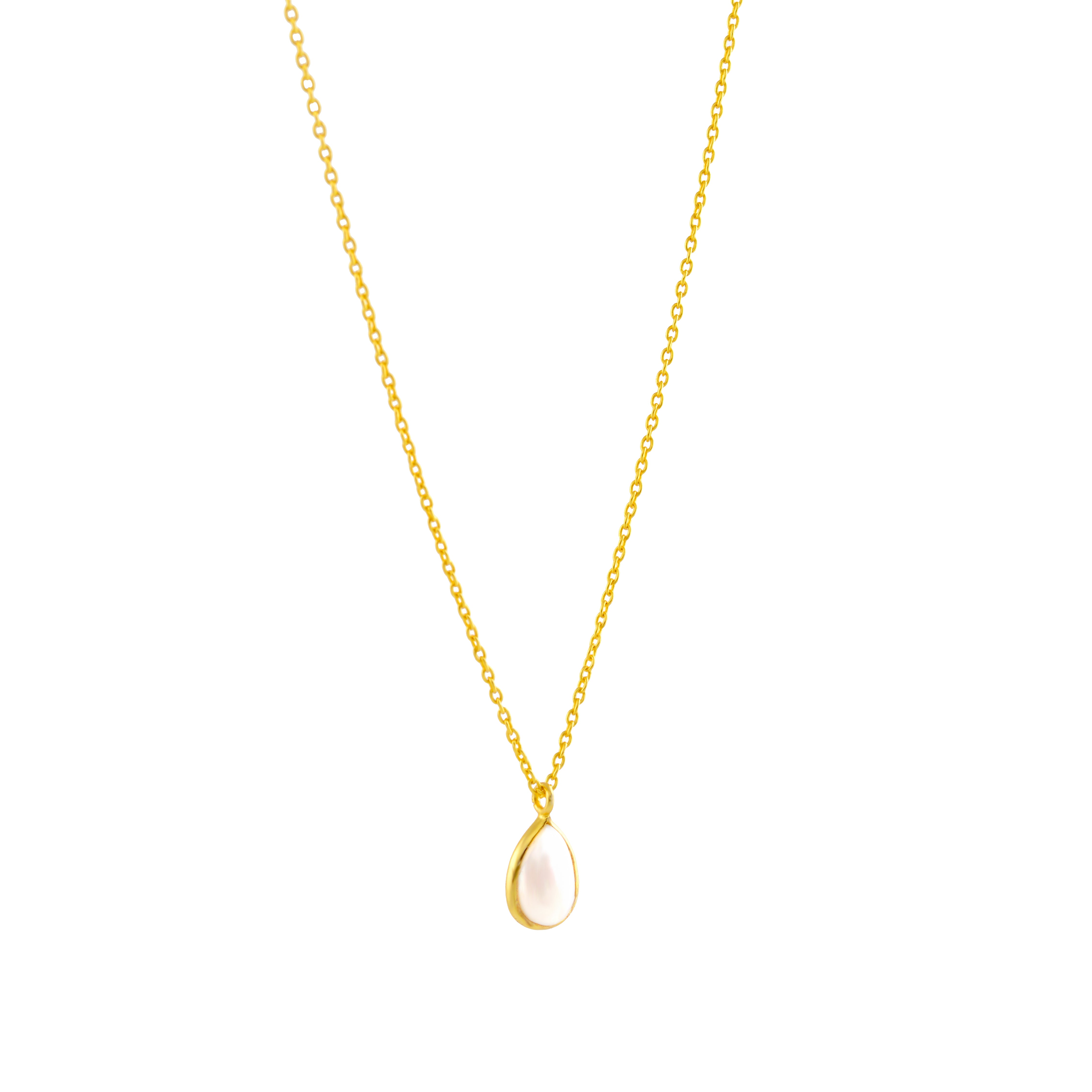 Modern Silver Fresh Water Pearl Pendant Necklace with a Gold Coating