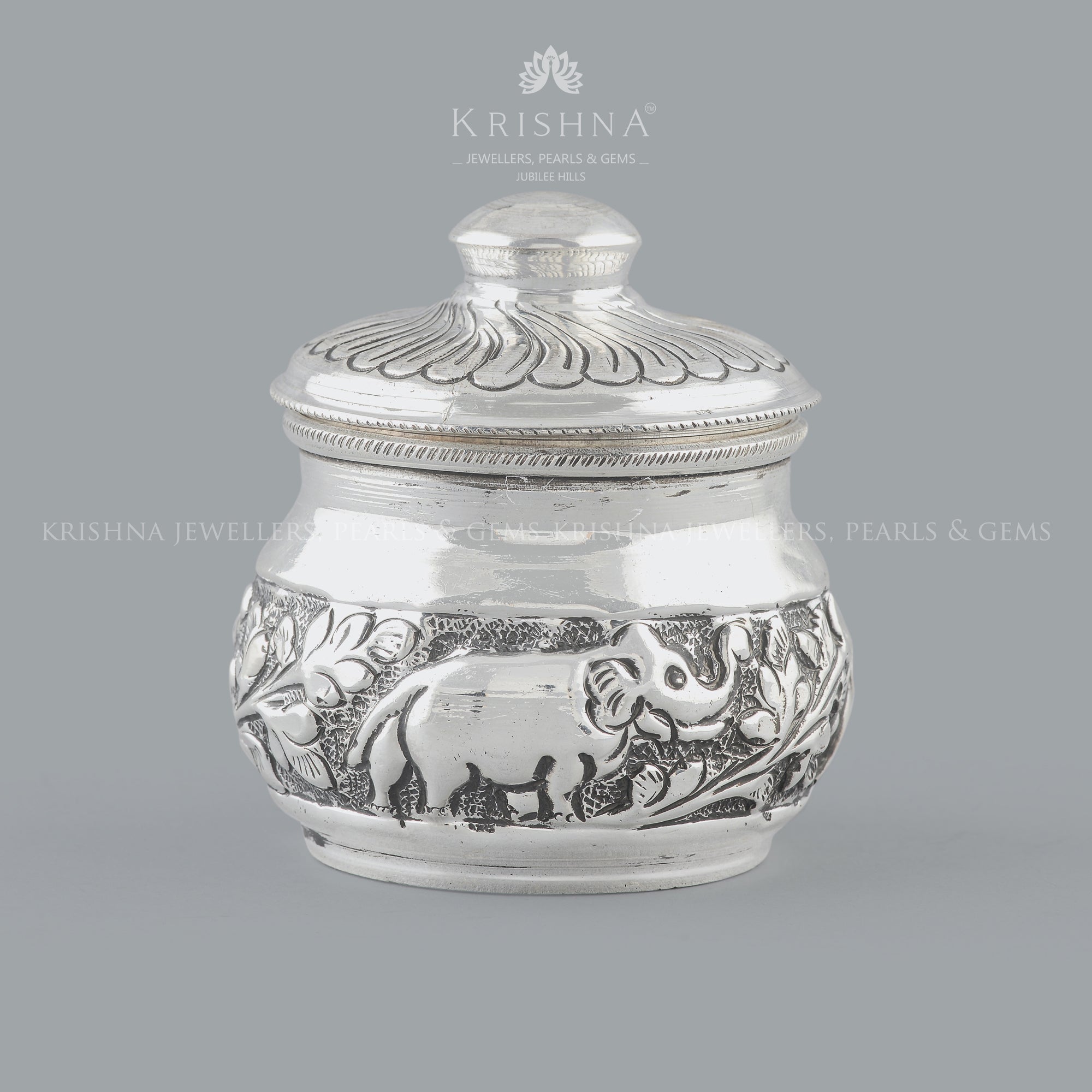 Silver Kumkum Barni in Antique Finish