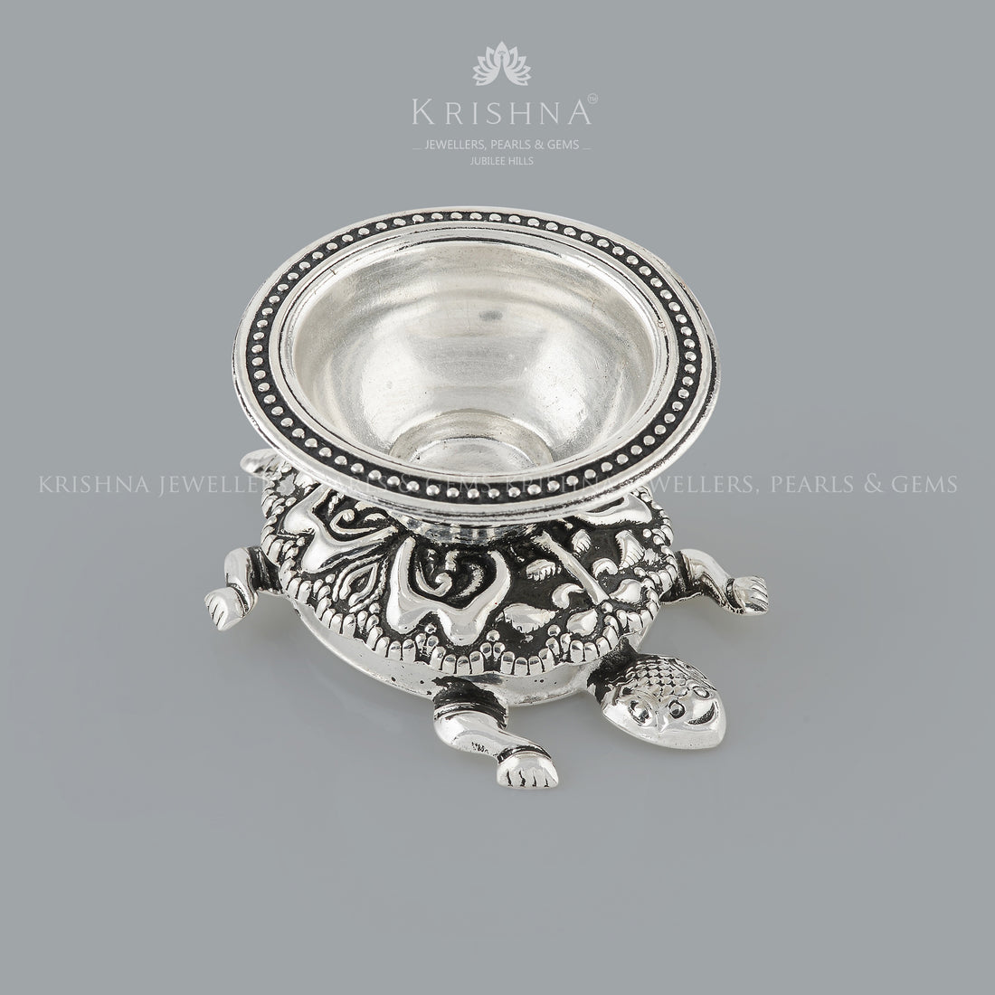 Divine Tortoise Silver Diya - Krishna Jewellers Pearls and Gems