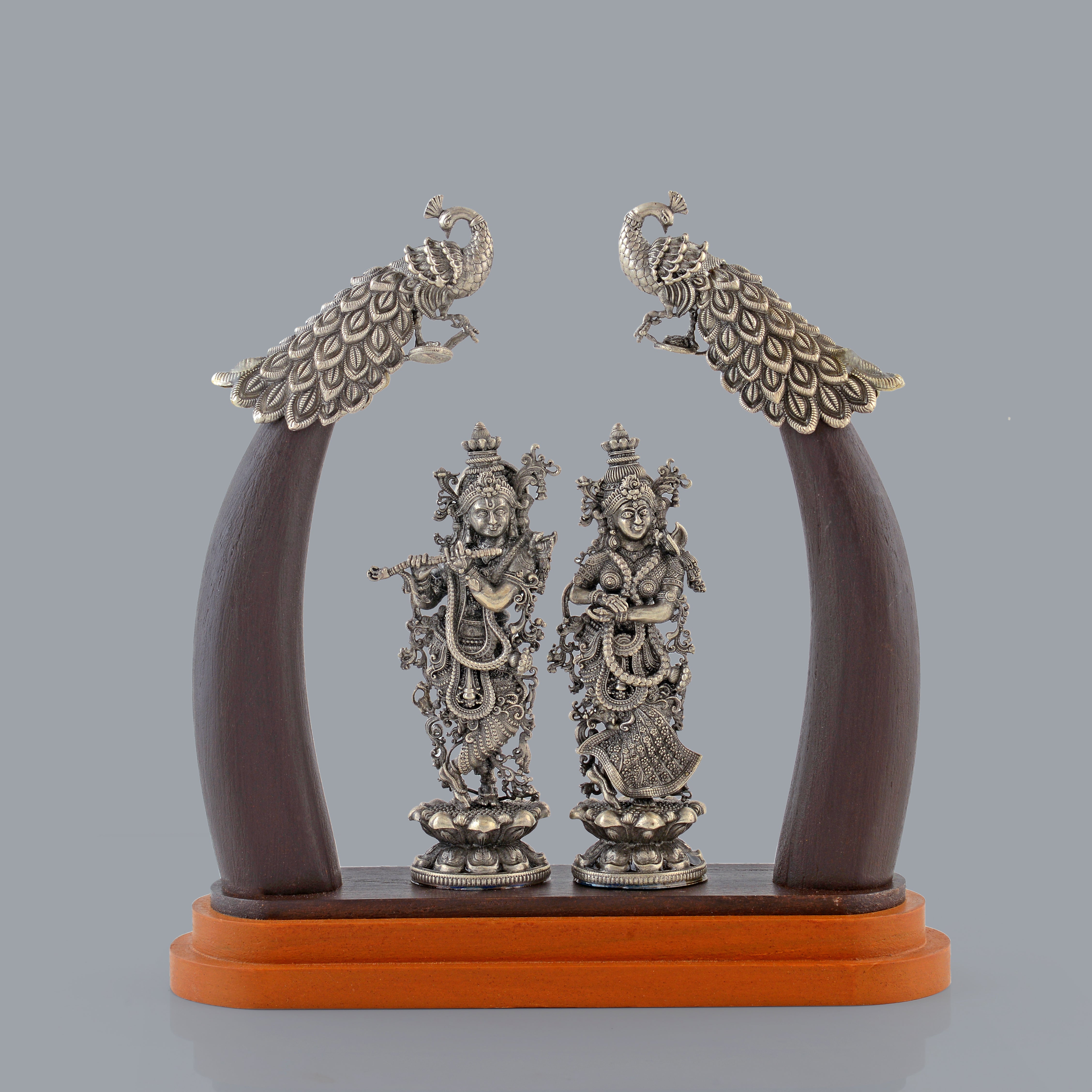 Antique Silver Krishna And Radha Murthy