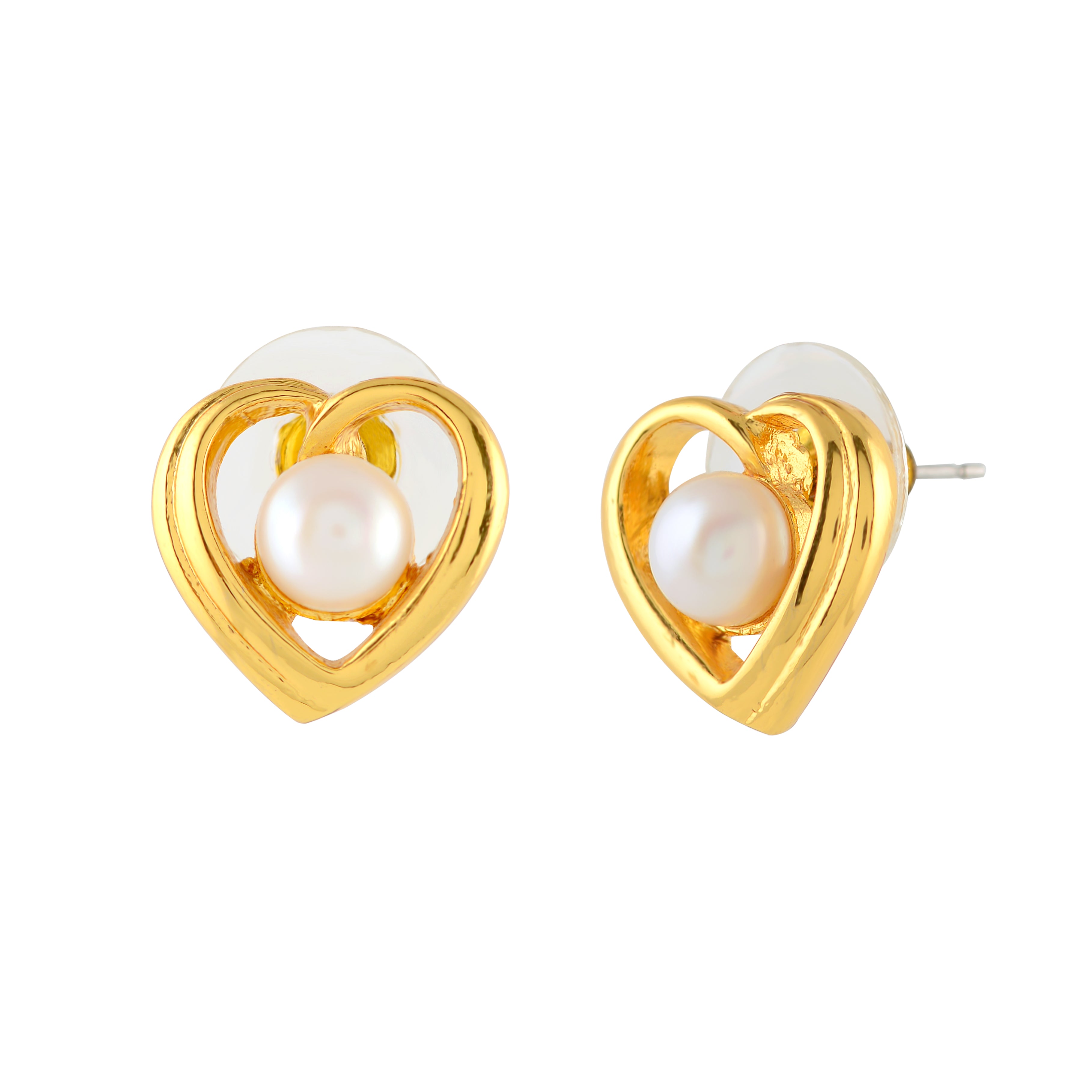 Heart Shape Pearl Studs - Krishna Jewellers Pearls and Gems