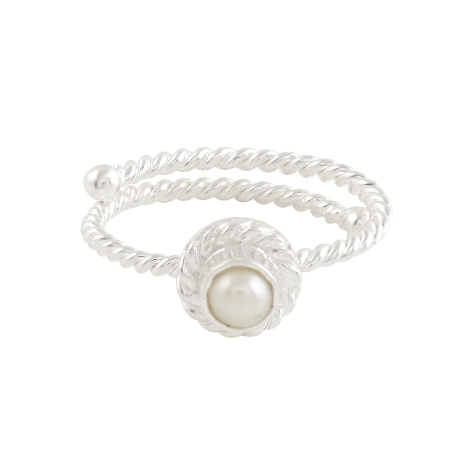 Classic Twist Silver Freshwater Pearl Ring for Timeless Elegance - Krishna Jewellers Pearls and Gems