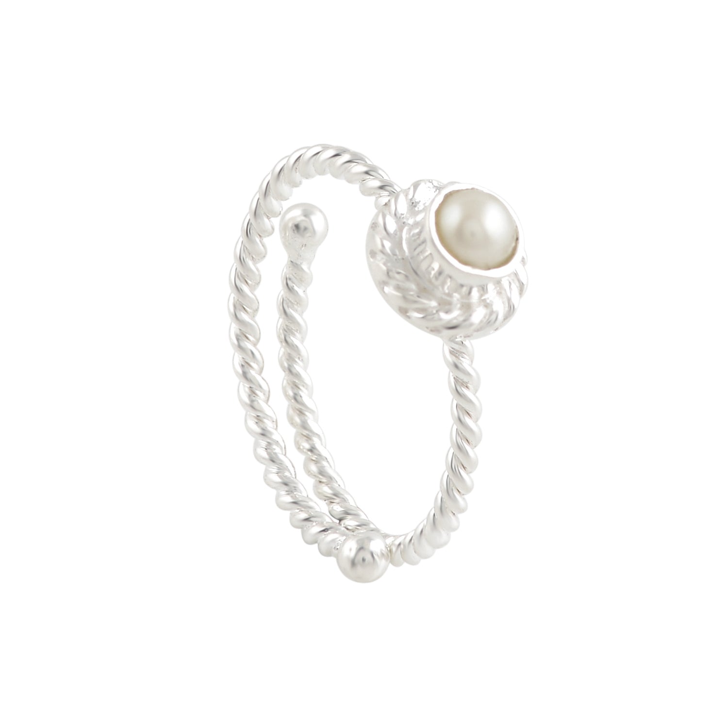 Classic Twist Silver Freshwater Pearl Ring for Timeless Elegance - Krishna Jewellers Pearls and Gems