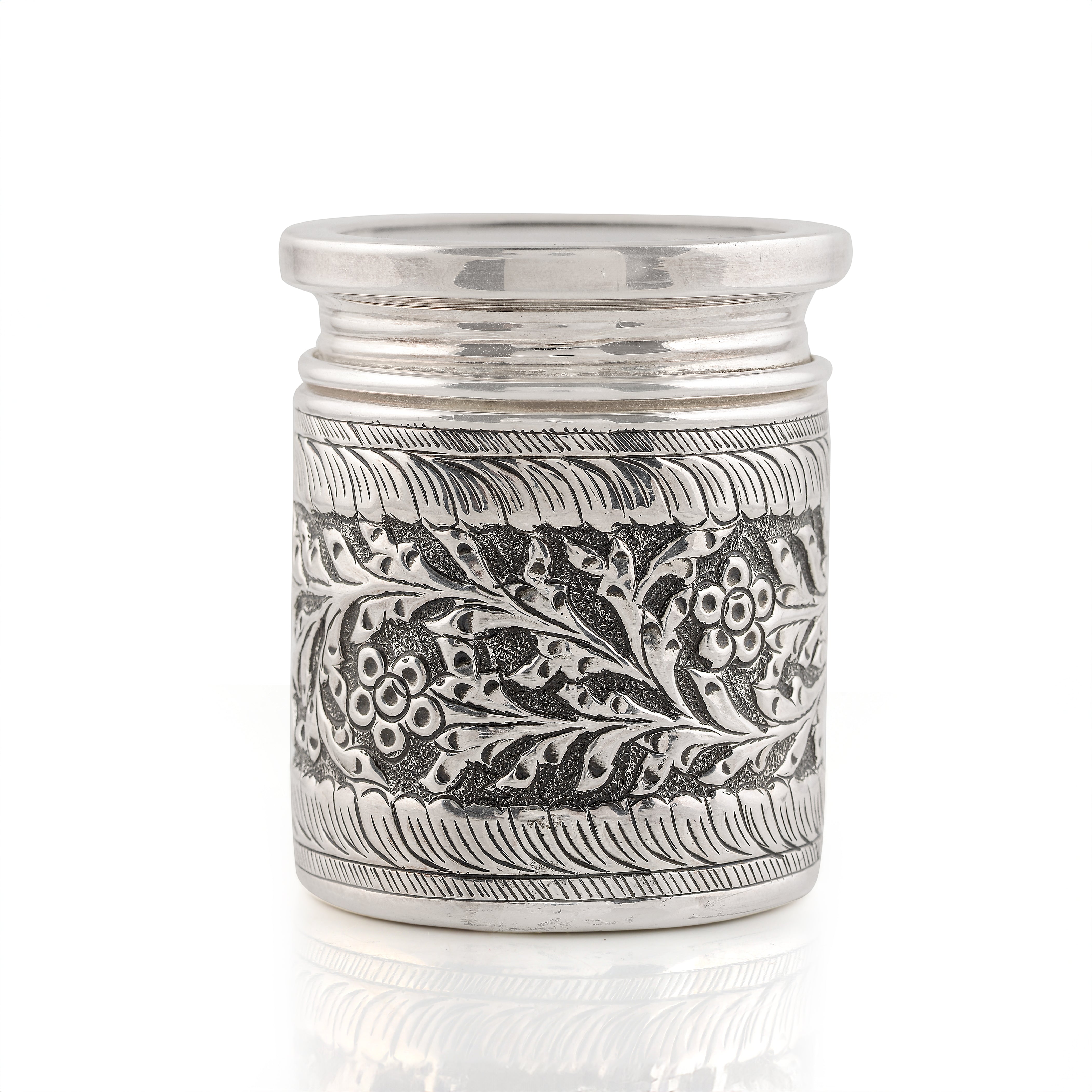 Floral Adorned Silver Dry Fruit Box