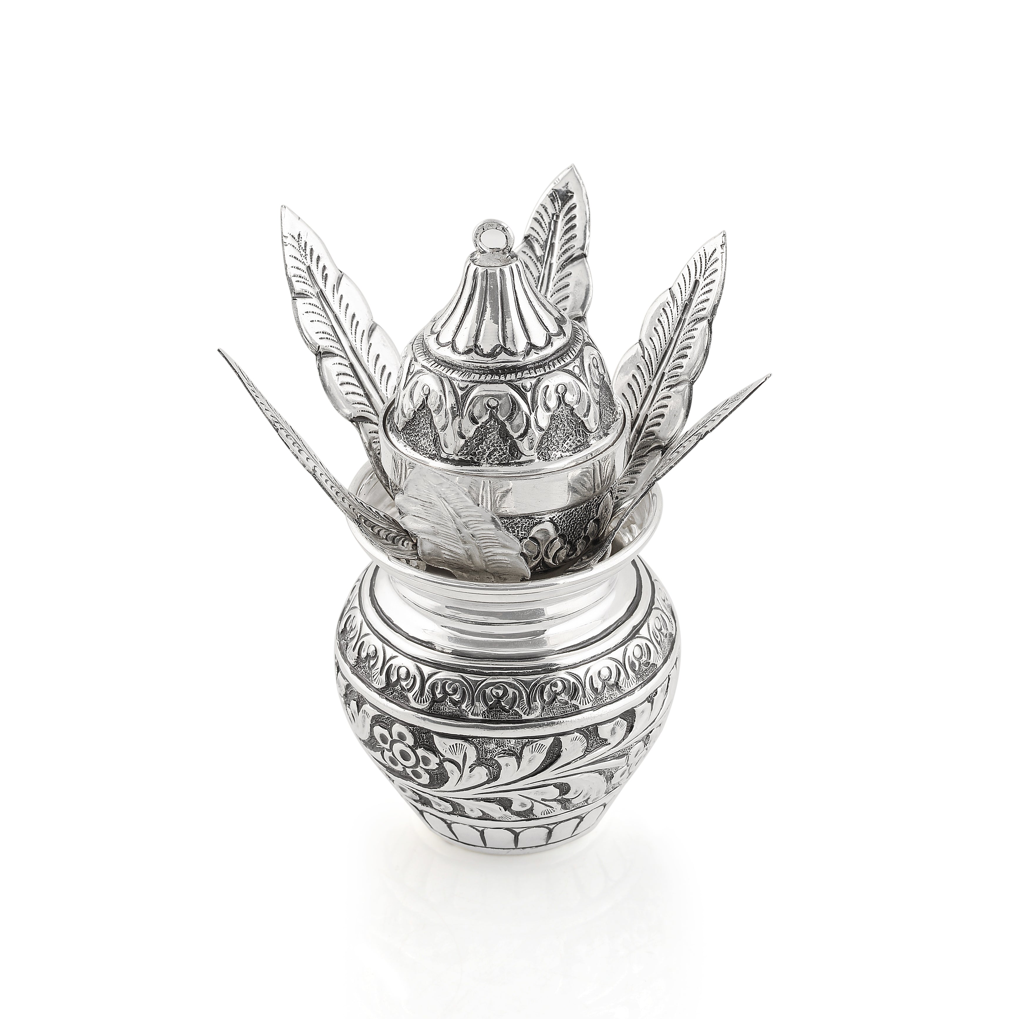 Silver Kalash with Coconut for Pooja