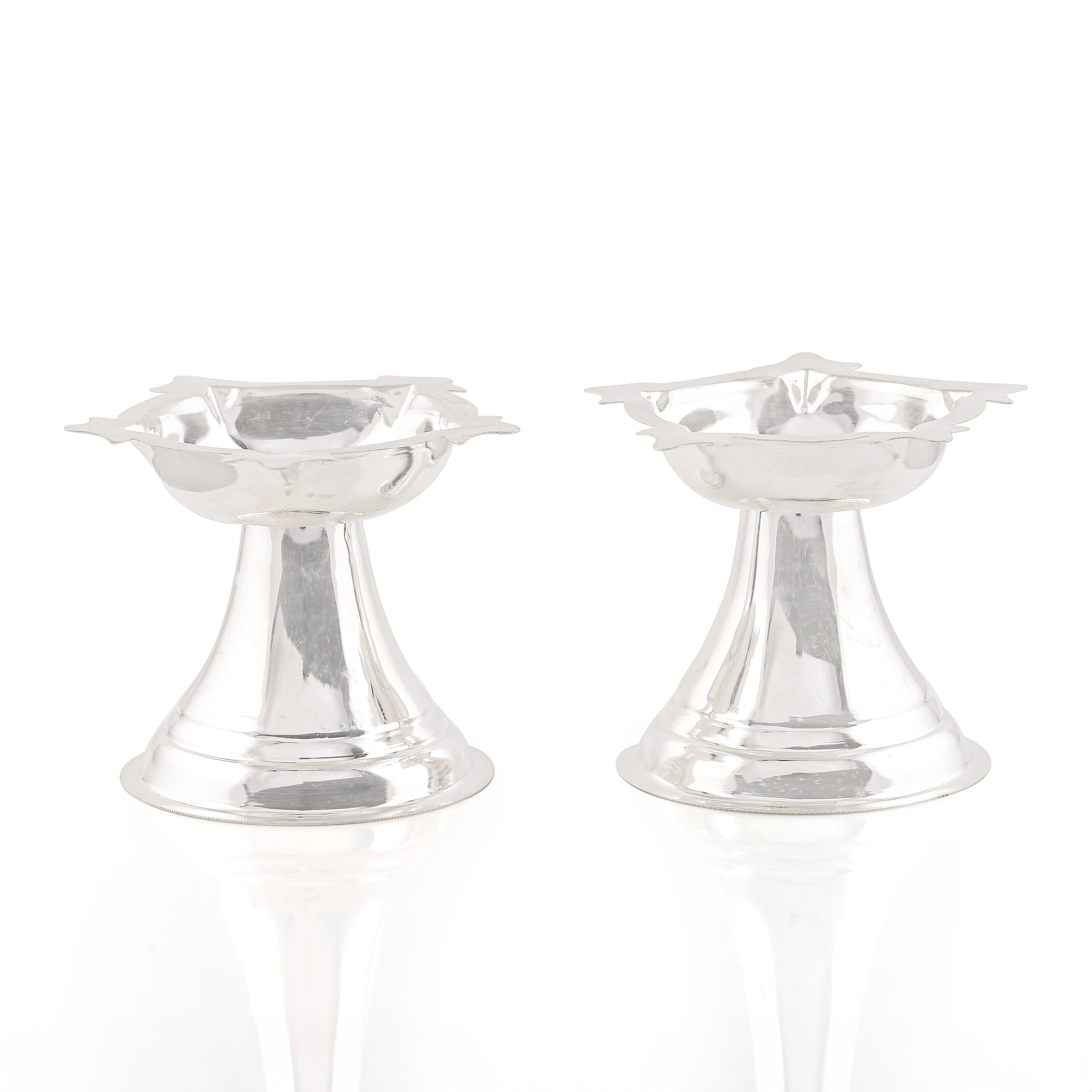 Silver 5-Vattulu Diya Stands Crafted 92.5 Set Of 2