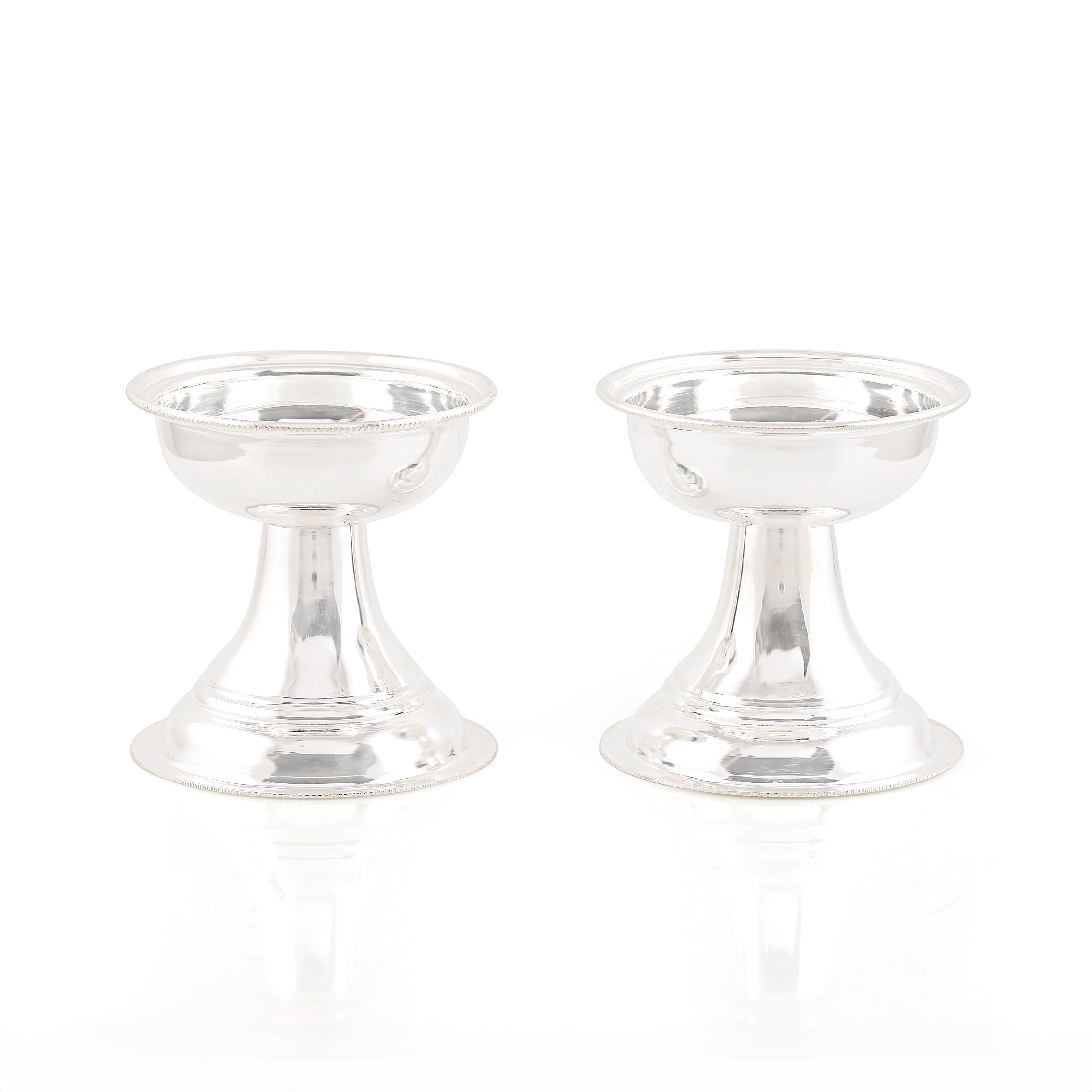 Set of 2 Plain Silver Diya Stands