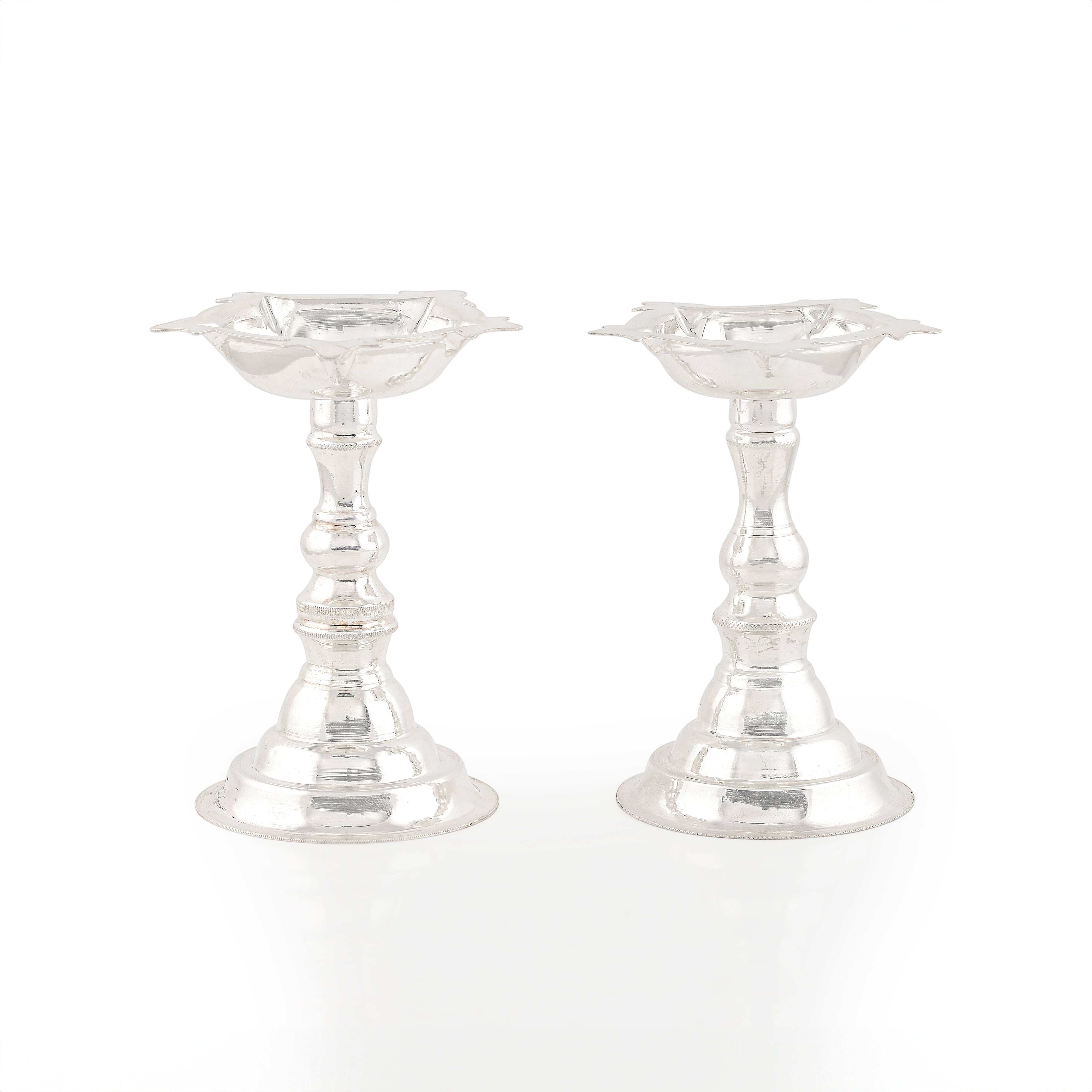 Plain Silver Deepam Stand Crafted from 92.5 Silver