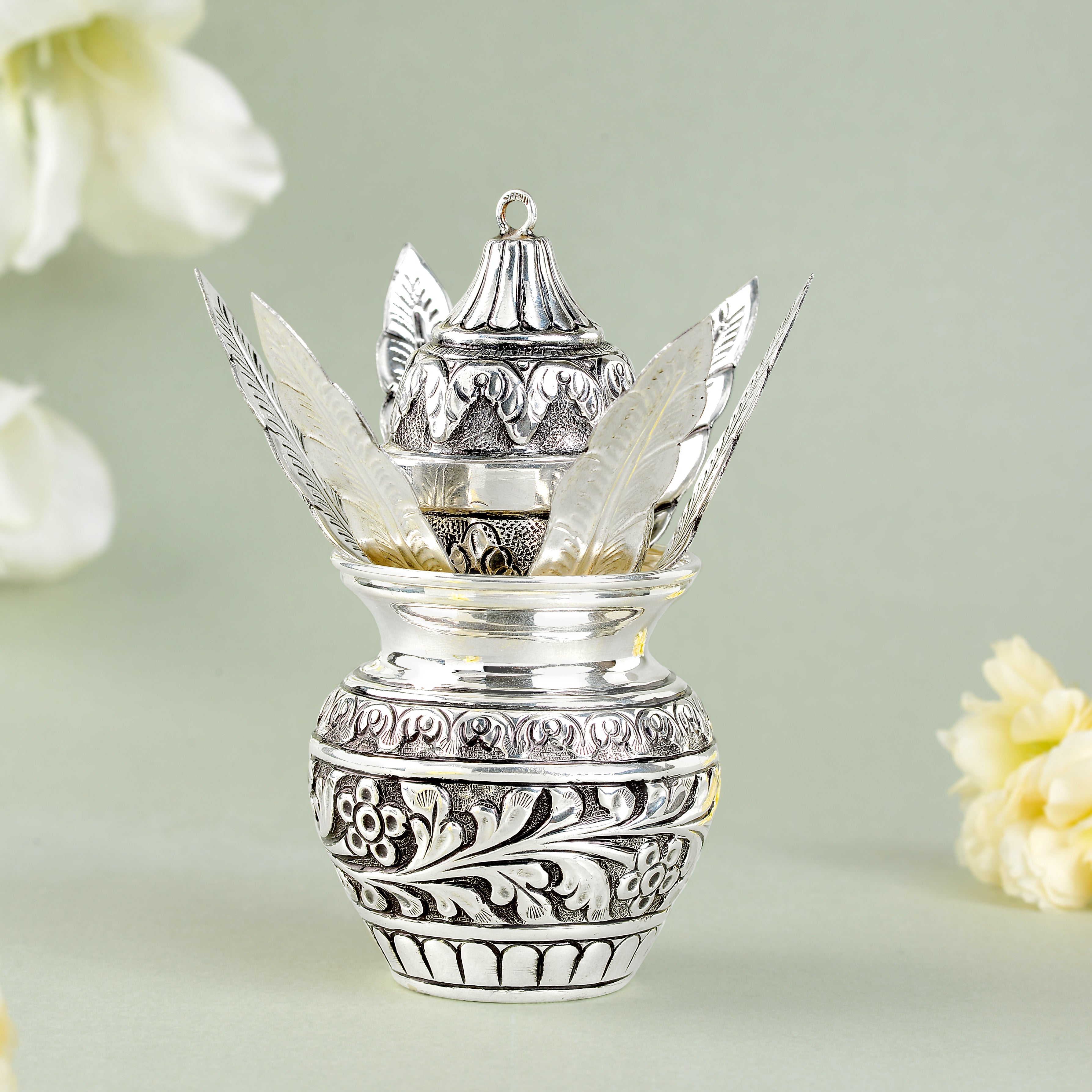 Silver Kalash with Coconut for Pooja