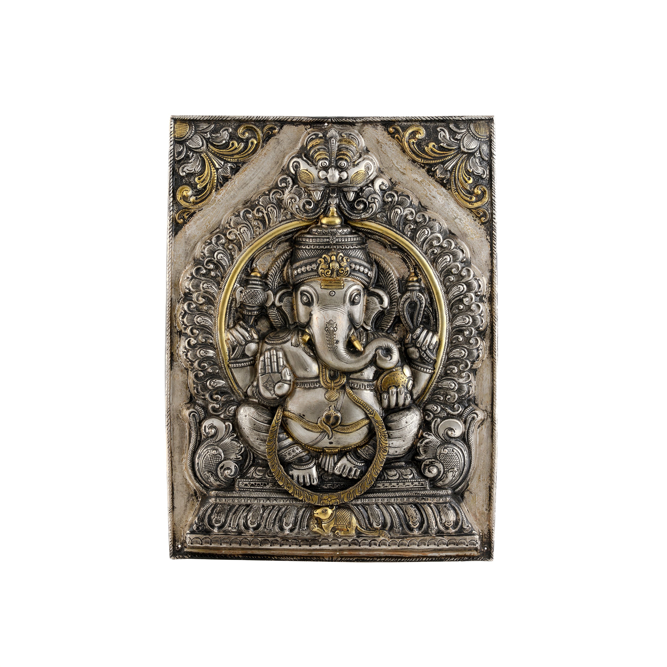 Ganesh Ji wall hanging opulent Nakshi and gold.