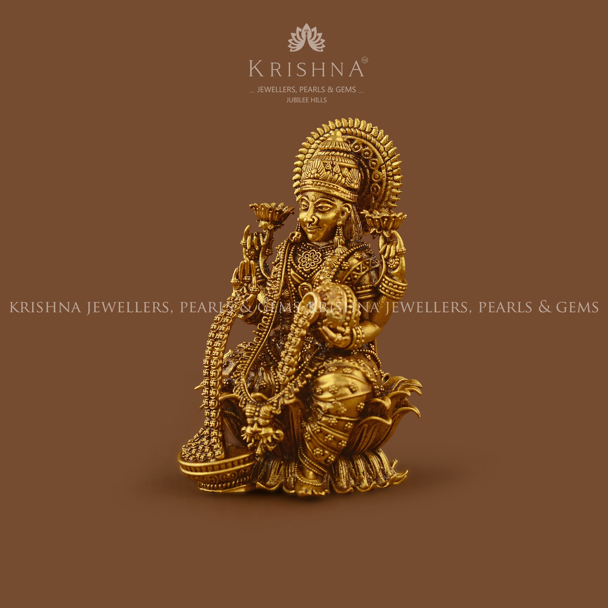 Laxmi Idol in Pure 22K Gold - Krishna Jewellers Pearls and Gems