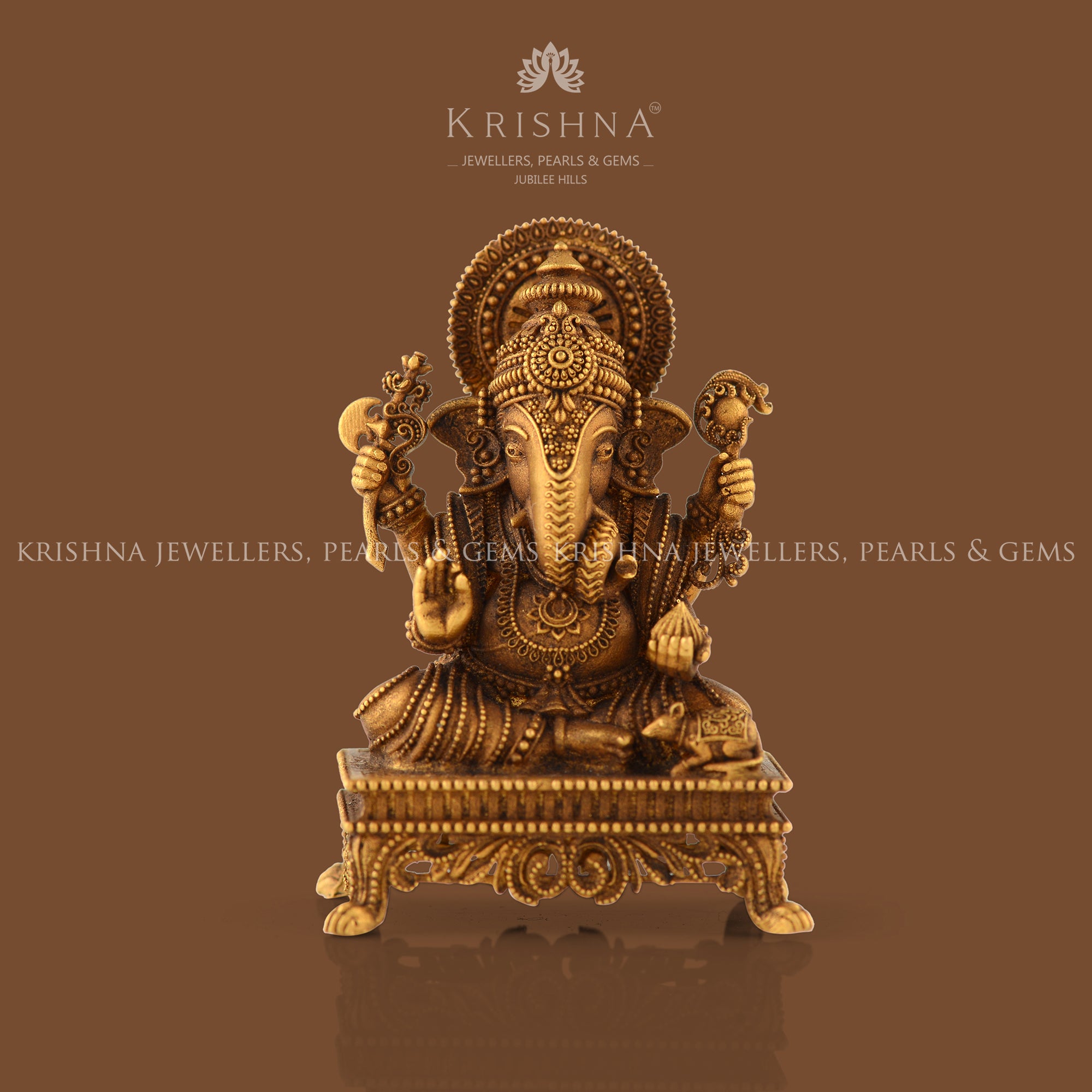 Divine Ganesha Idol in Pure 22K Gold