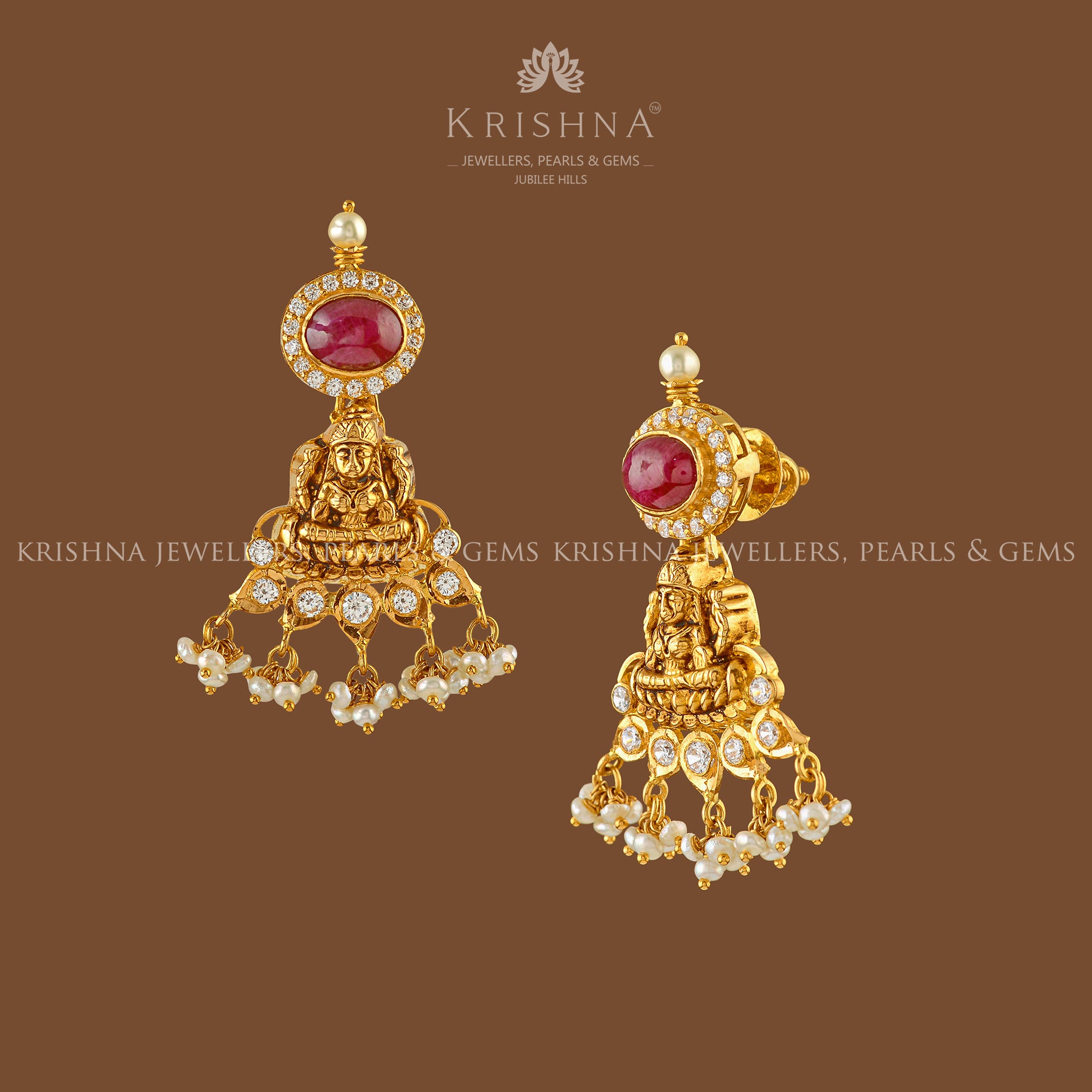 Buy Estele CZ Lakshmi Ji Elephant Shaped Dangler Earrings Online At Best  Price @ Tata CLiQ