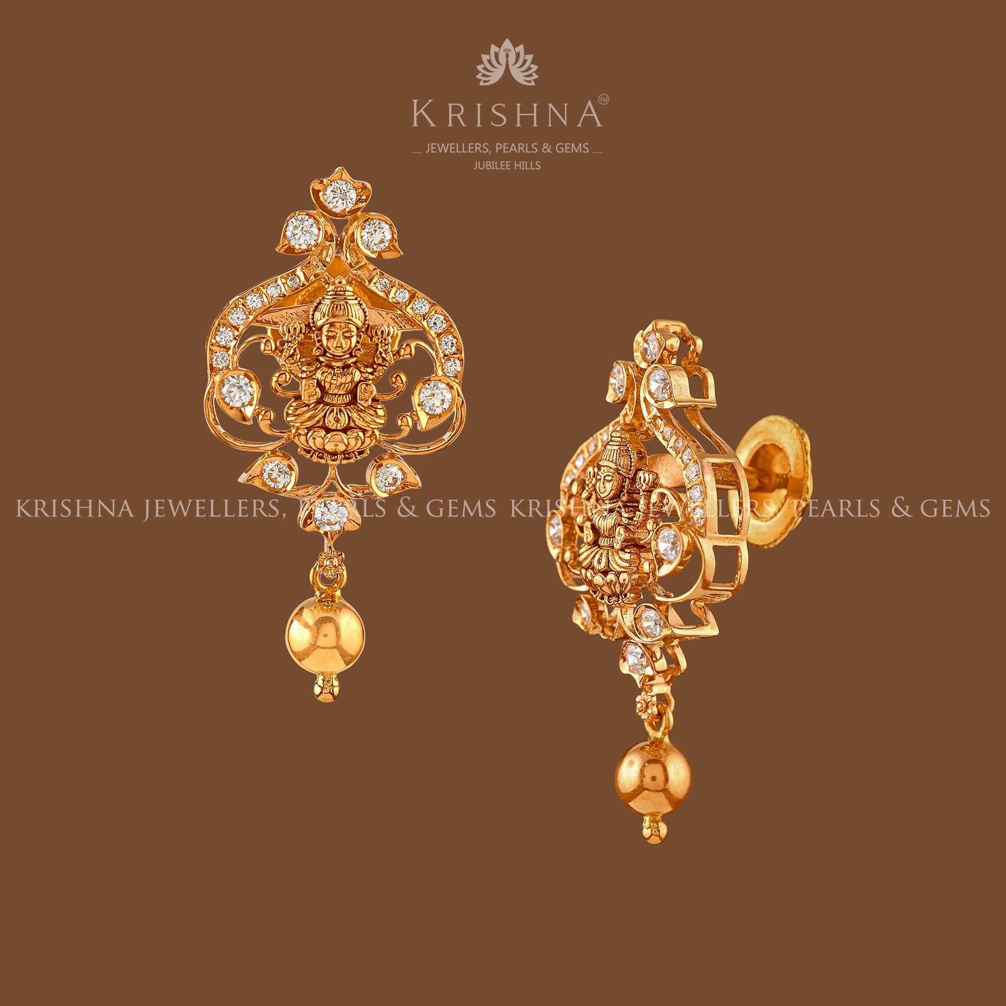 Goddess Lakshmi 22k Gold Earring