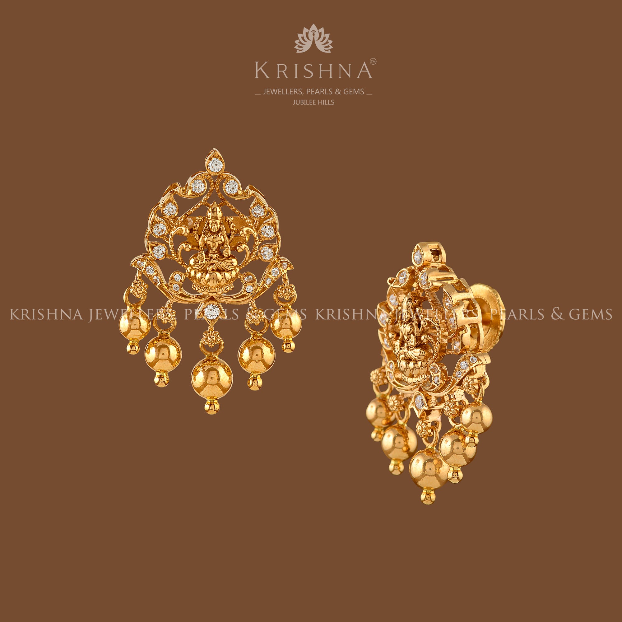 Gold Laxmi Style Long Traditional Earrings at Rs 2397/pair in Chennai | ID:  22608936155