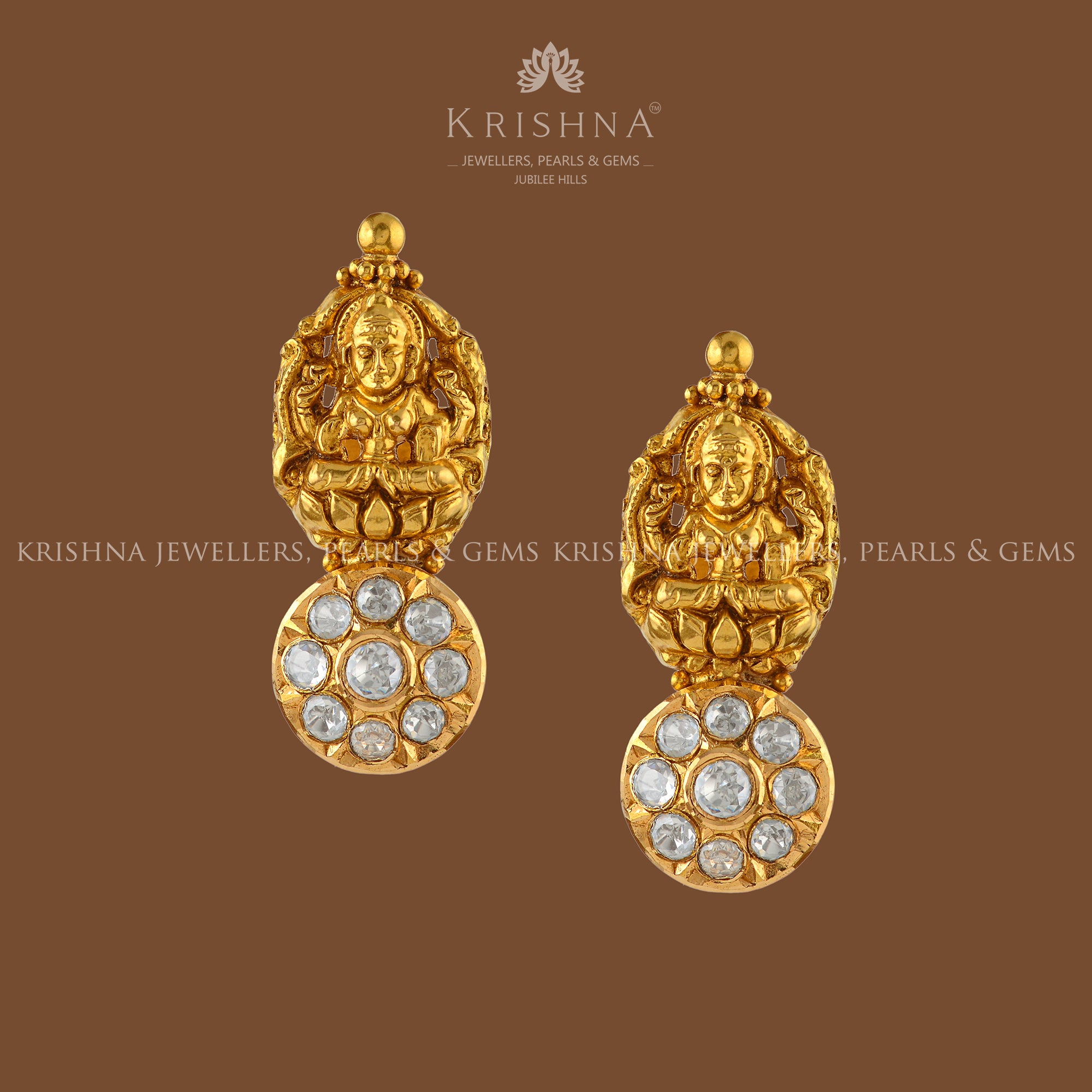 Lakshmi Devi Gold Earrings