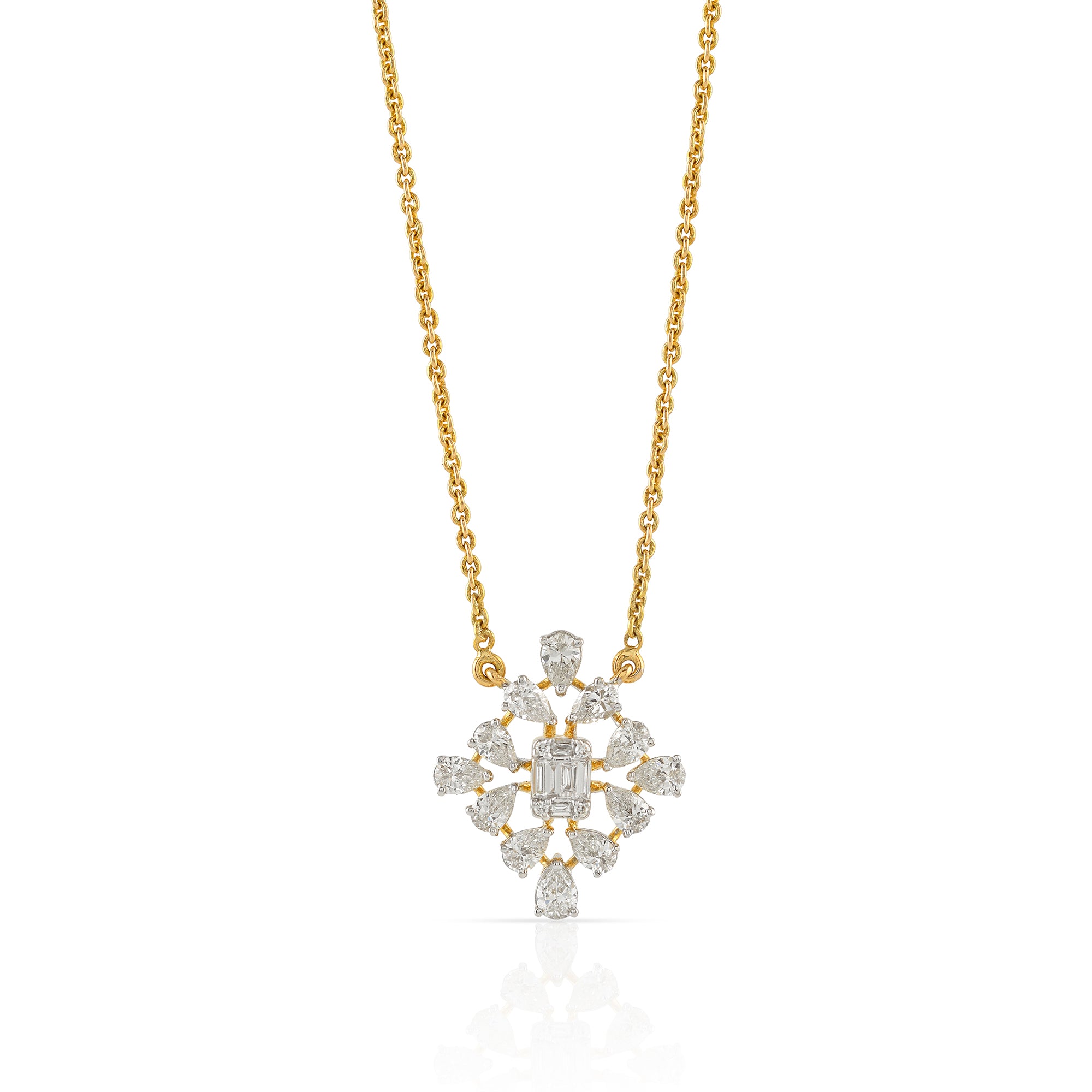 Gold Chain Sqaure Diamond Pendant