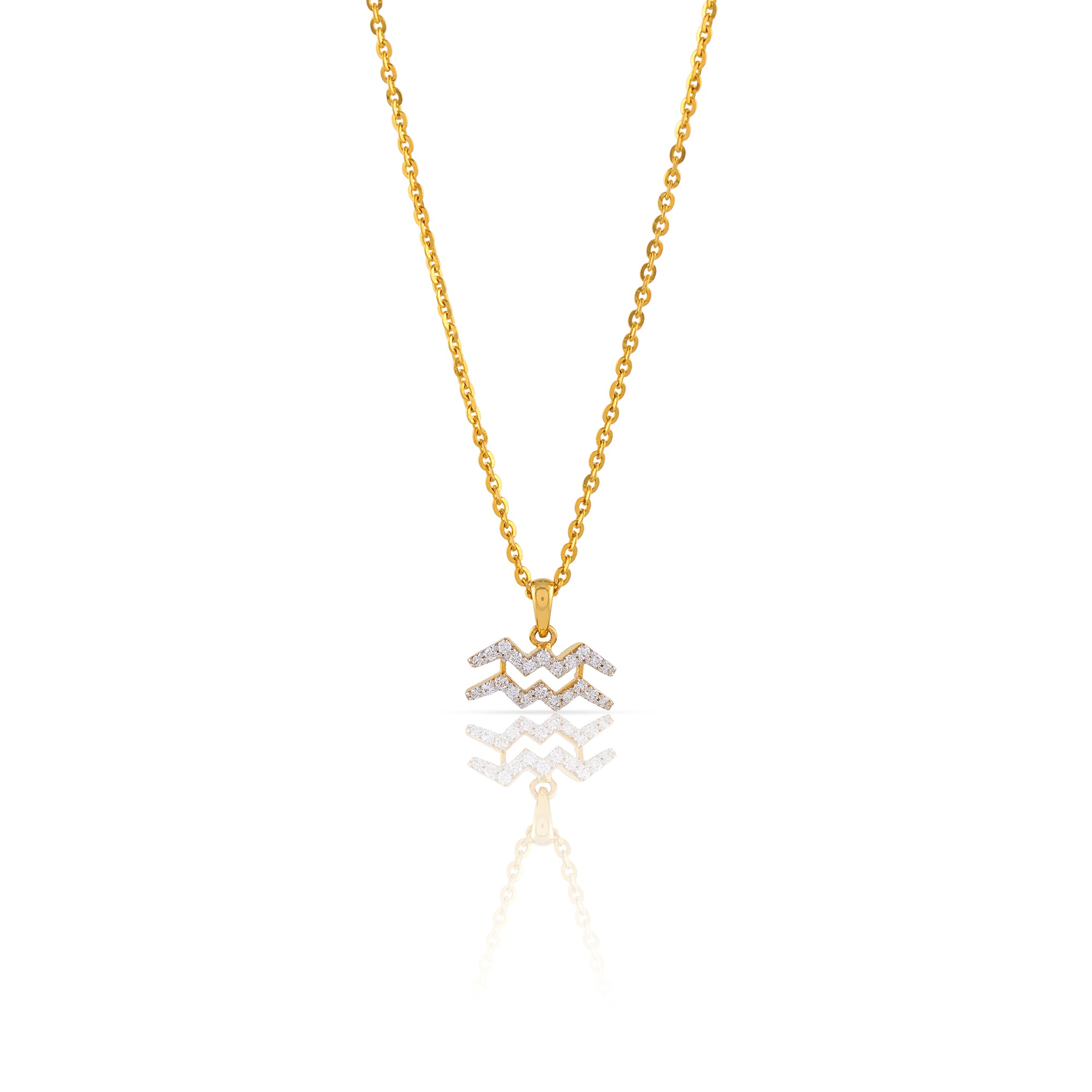 Gold Chain Aquarius Diamond Pendant