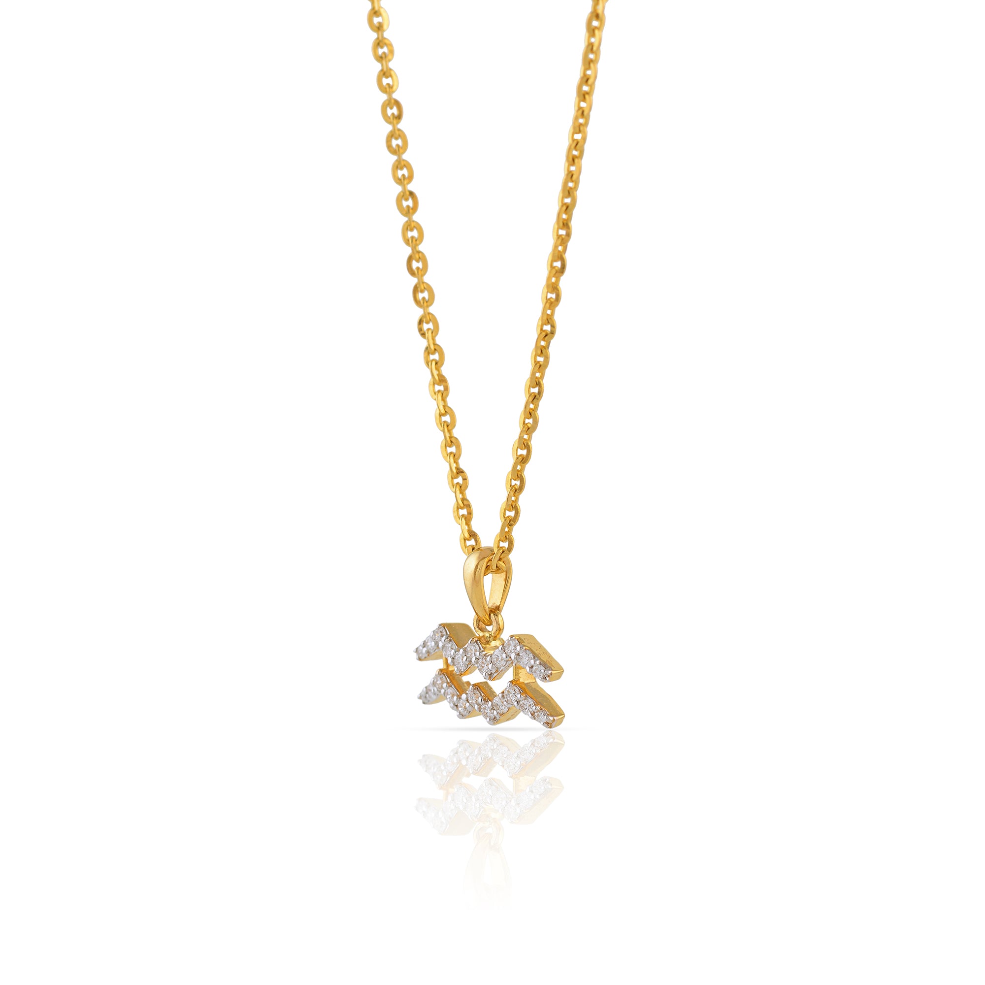 Gold Chain Aquarius Diamond Pendant