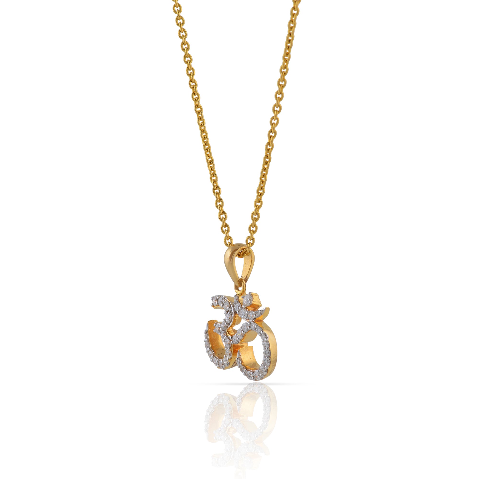 Gold Chain OM Diamond Pendant