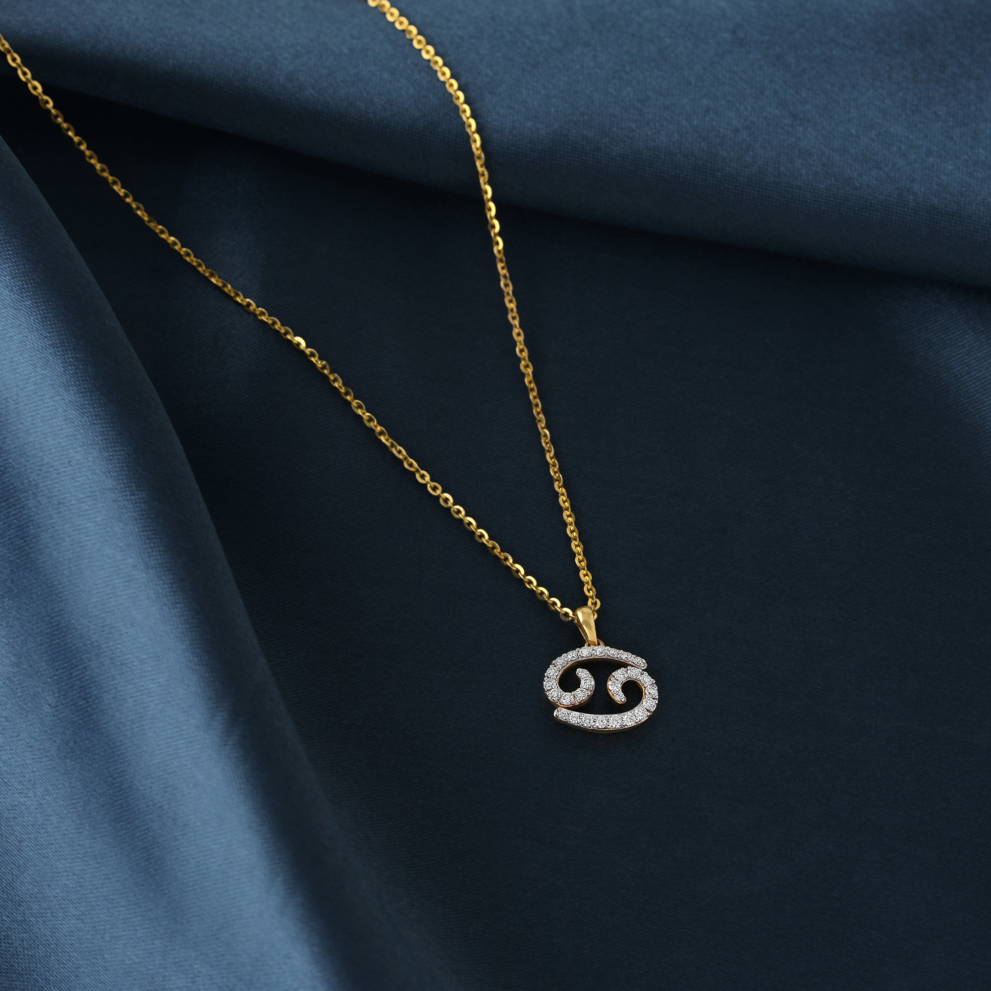Gold Chain Cancer Zodiac Diamond Pendant