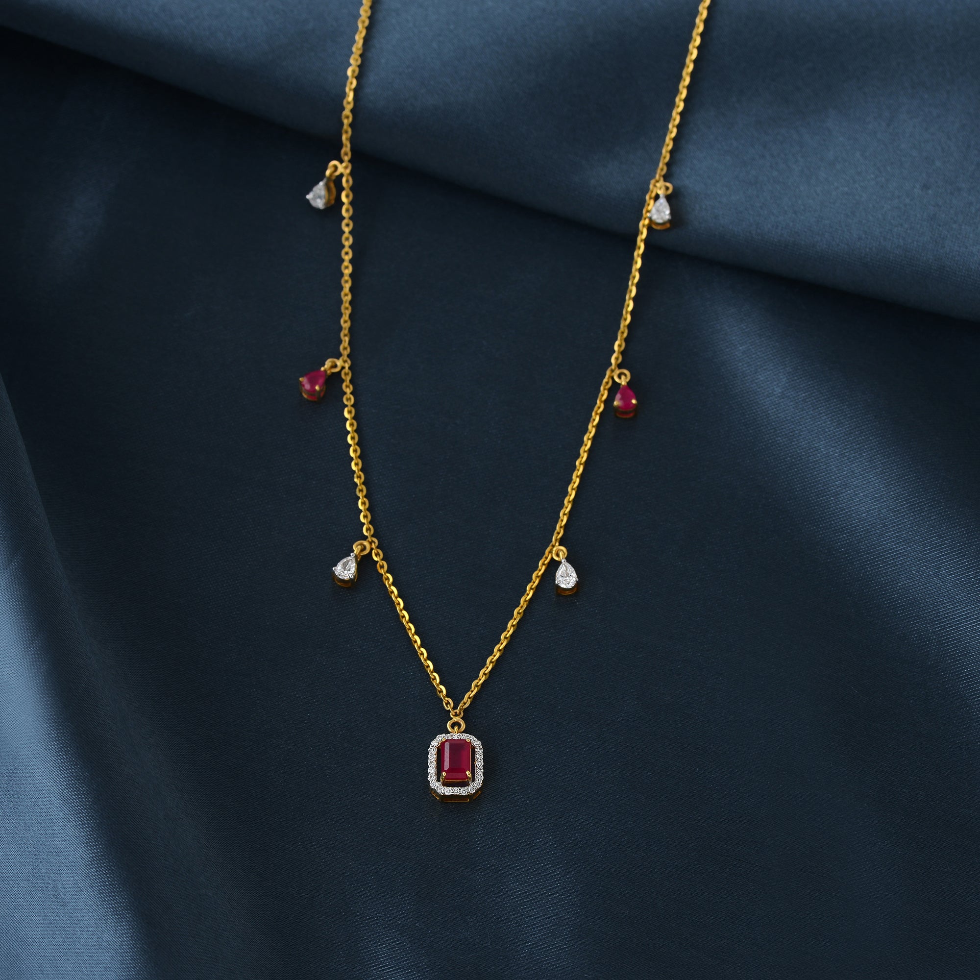 Gold Multicharm Diamond Pendant Necklace