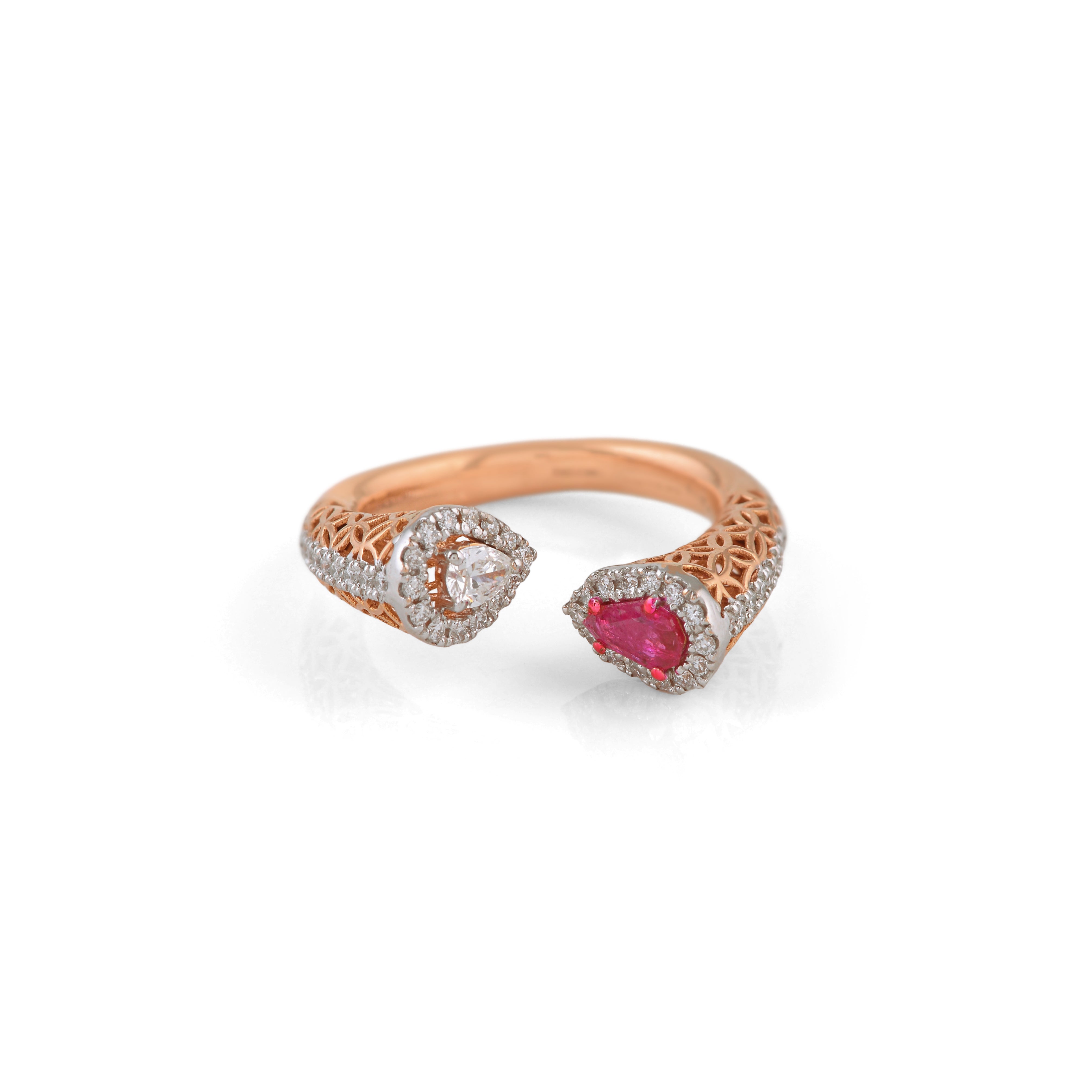 Artful Pear Cut Diamond Ring in Rose Gold