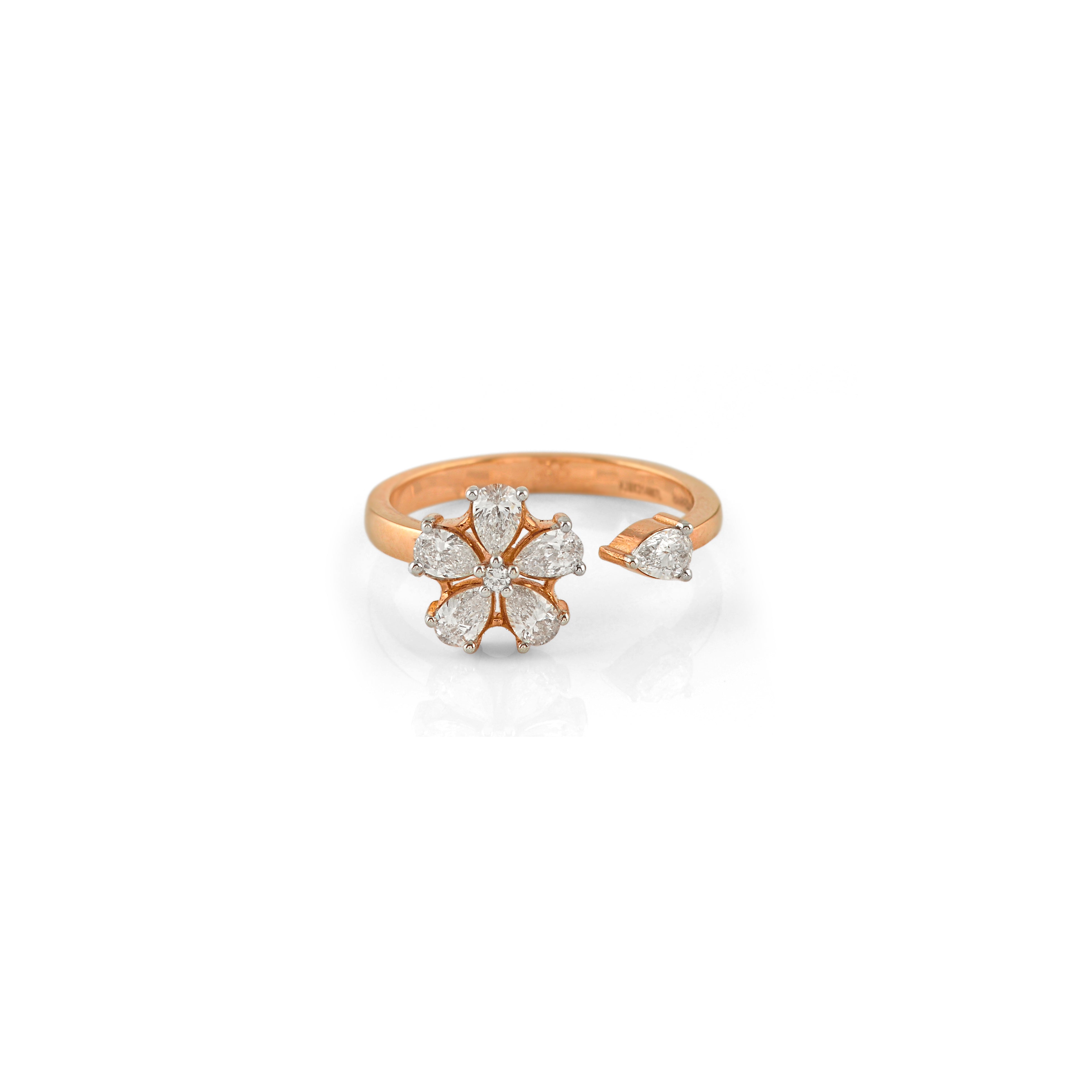 Sparking Flower Diamond Ring in Rose Gold