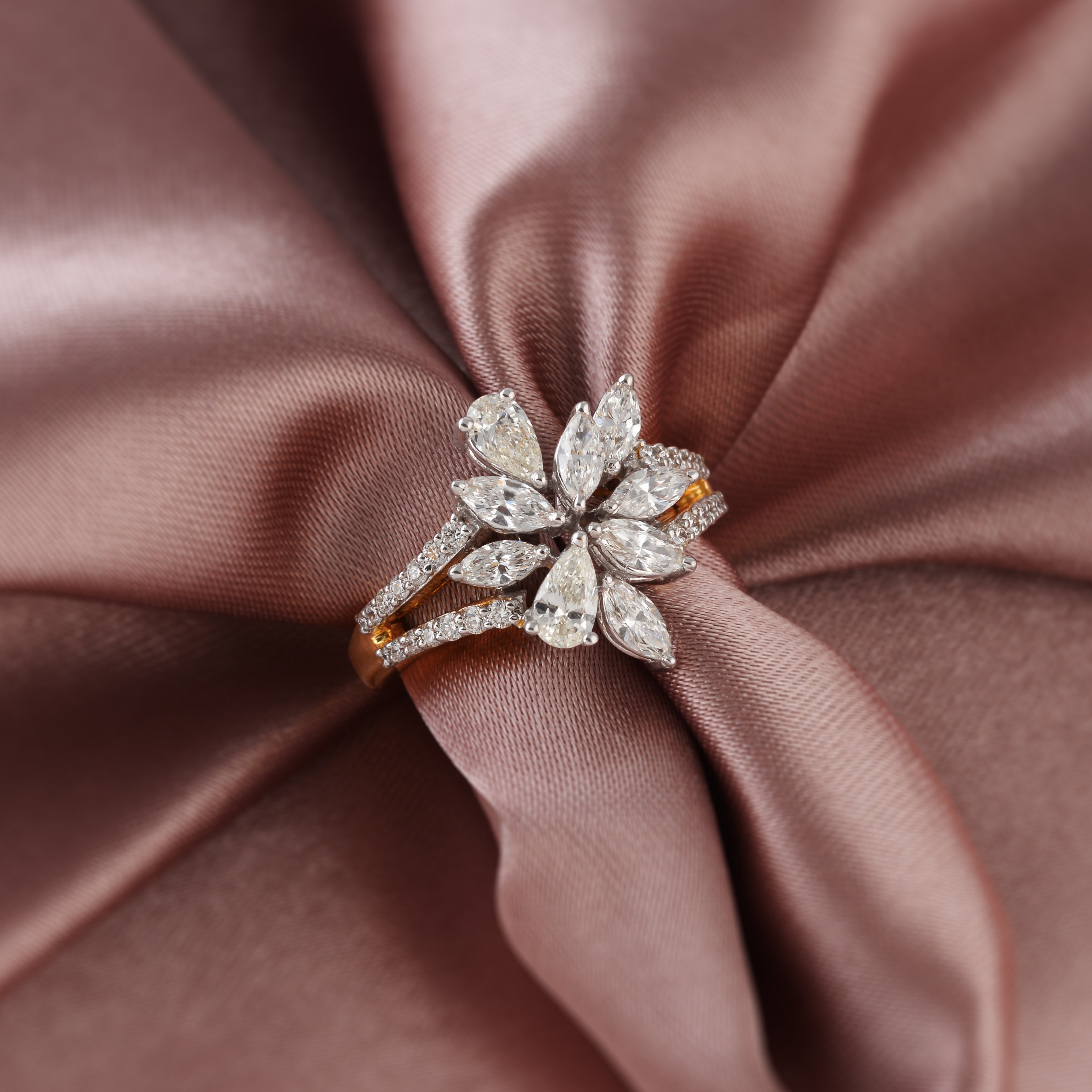 Radiant Blossom Diamond Ring