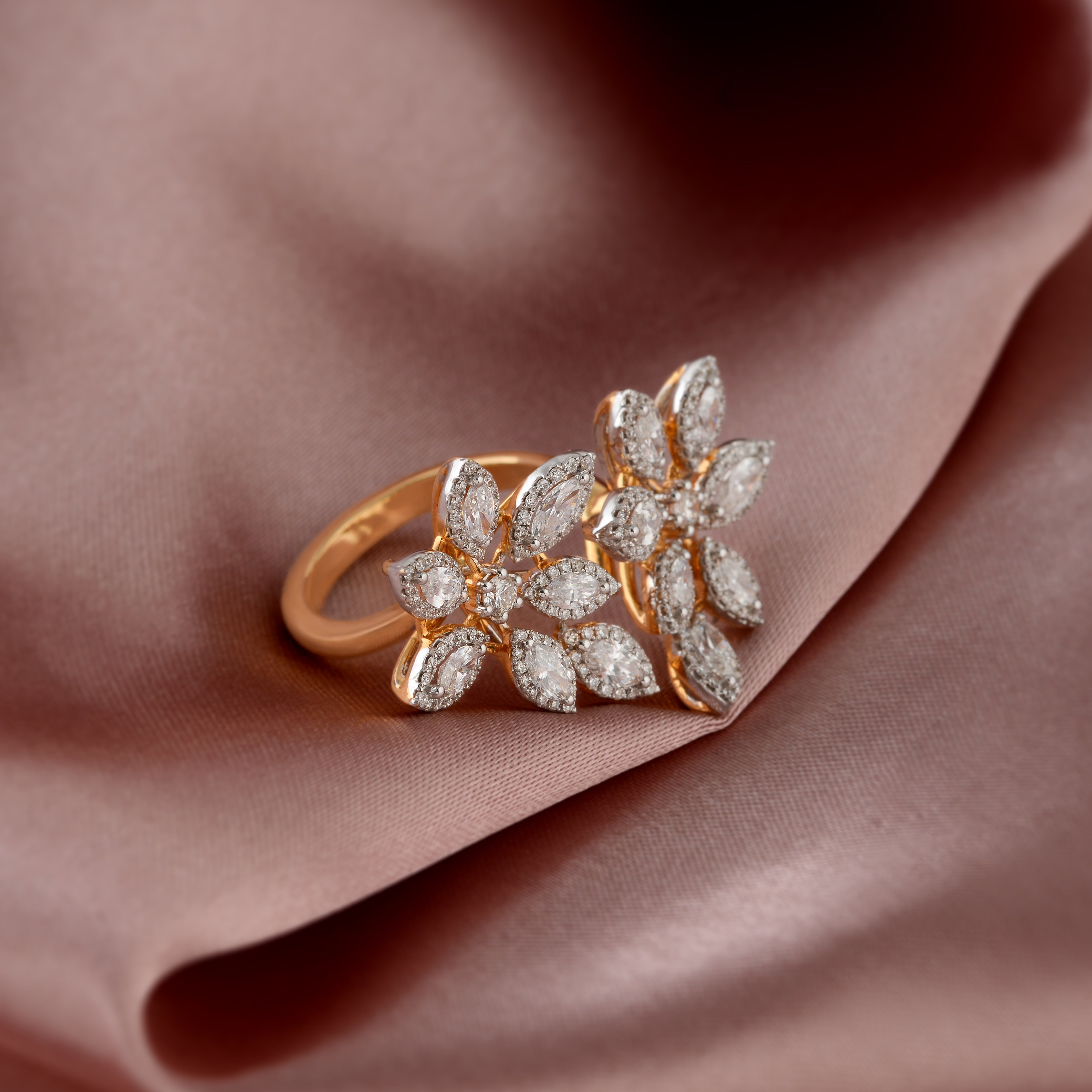 Twin Flower diamond Ring
