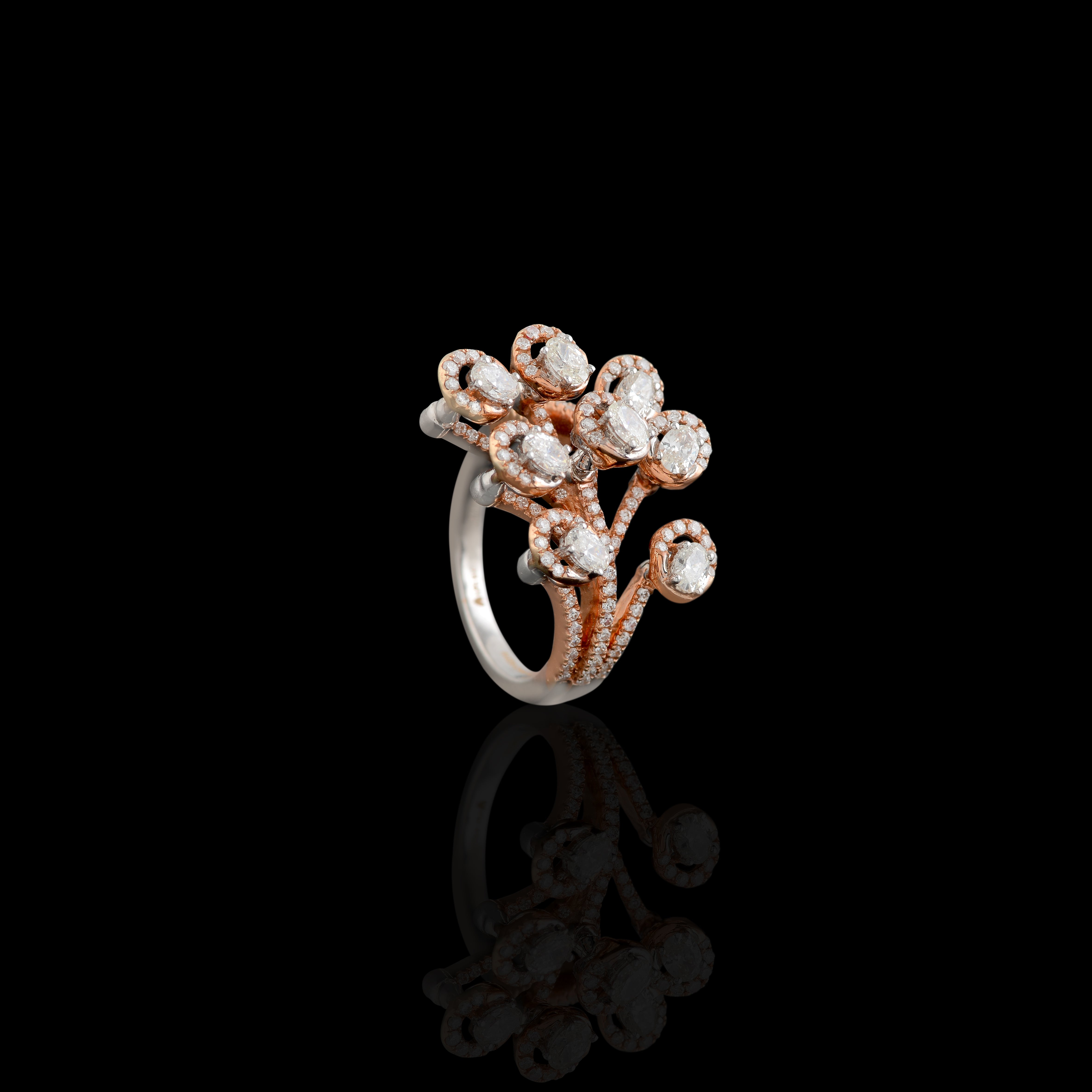 Avant-Garde Rose Gold Multi Diamond Ring