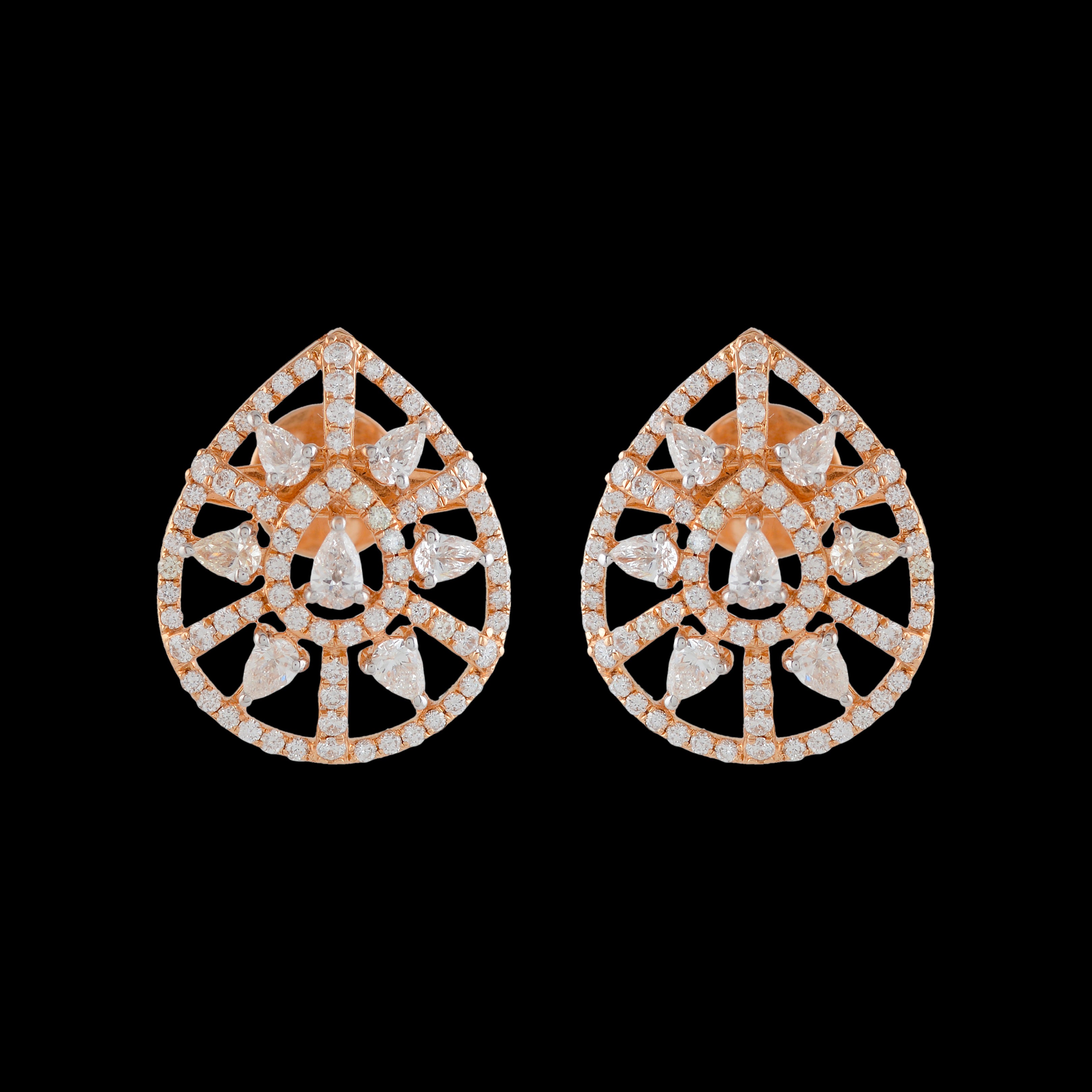 Modish Rosegold Diamond Earrings
