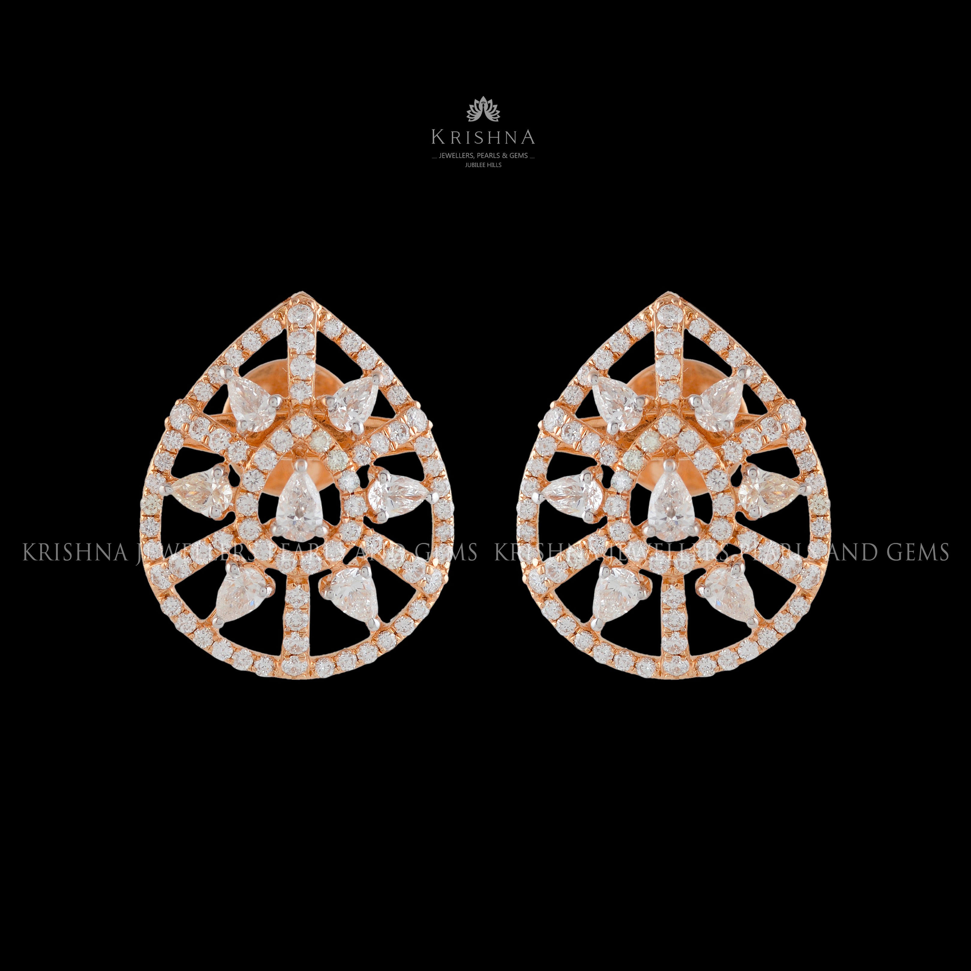 Modish Rosegold Diamond Earrings