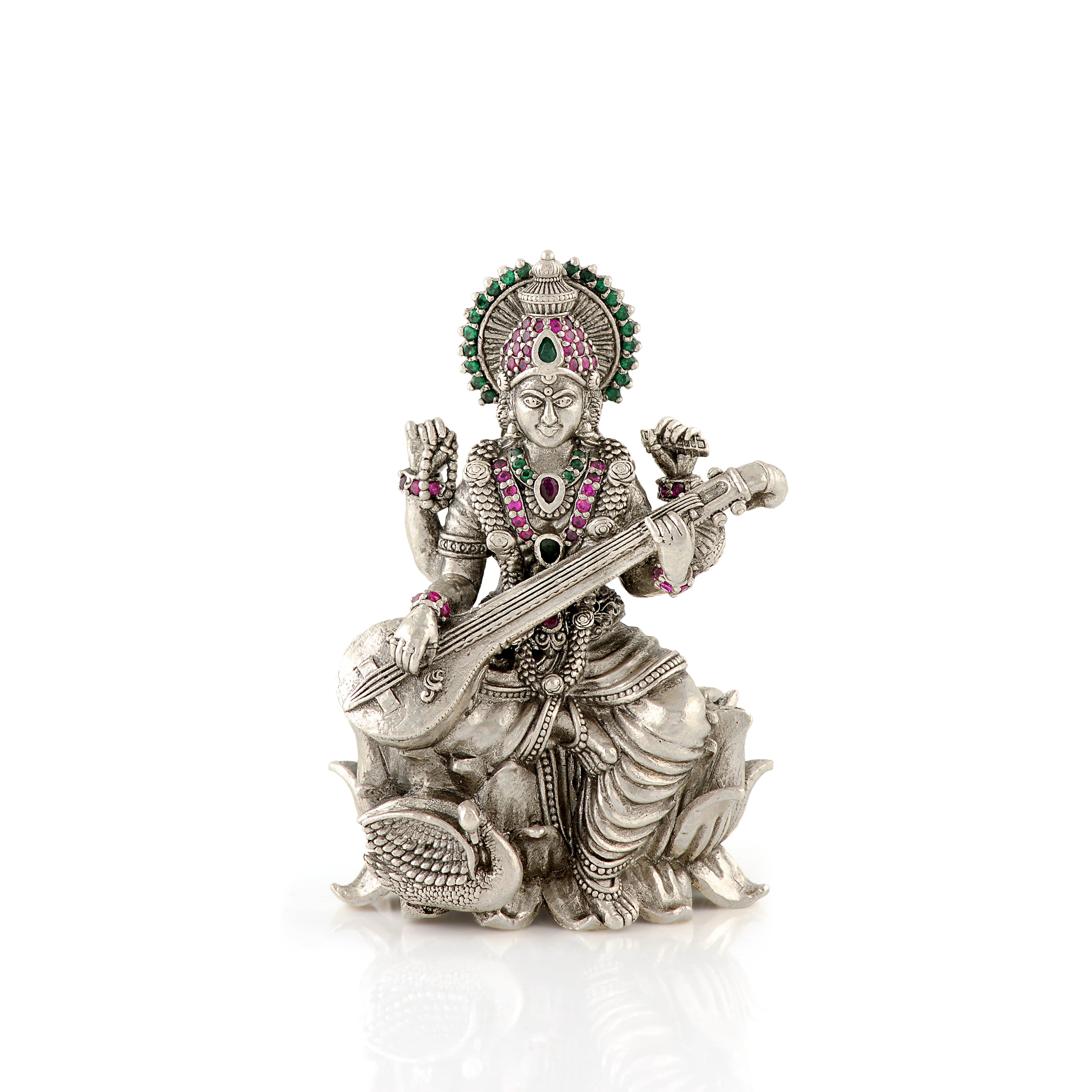 Antique Saraswati Idol in Silver