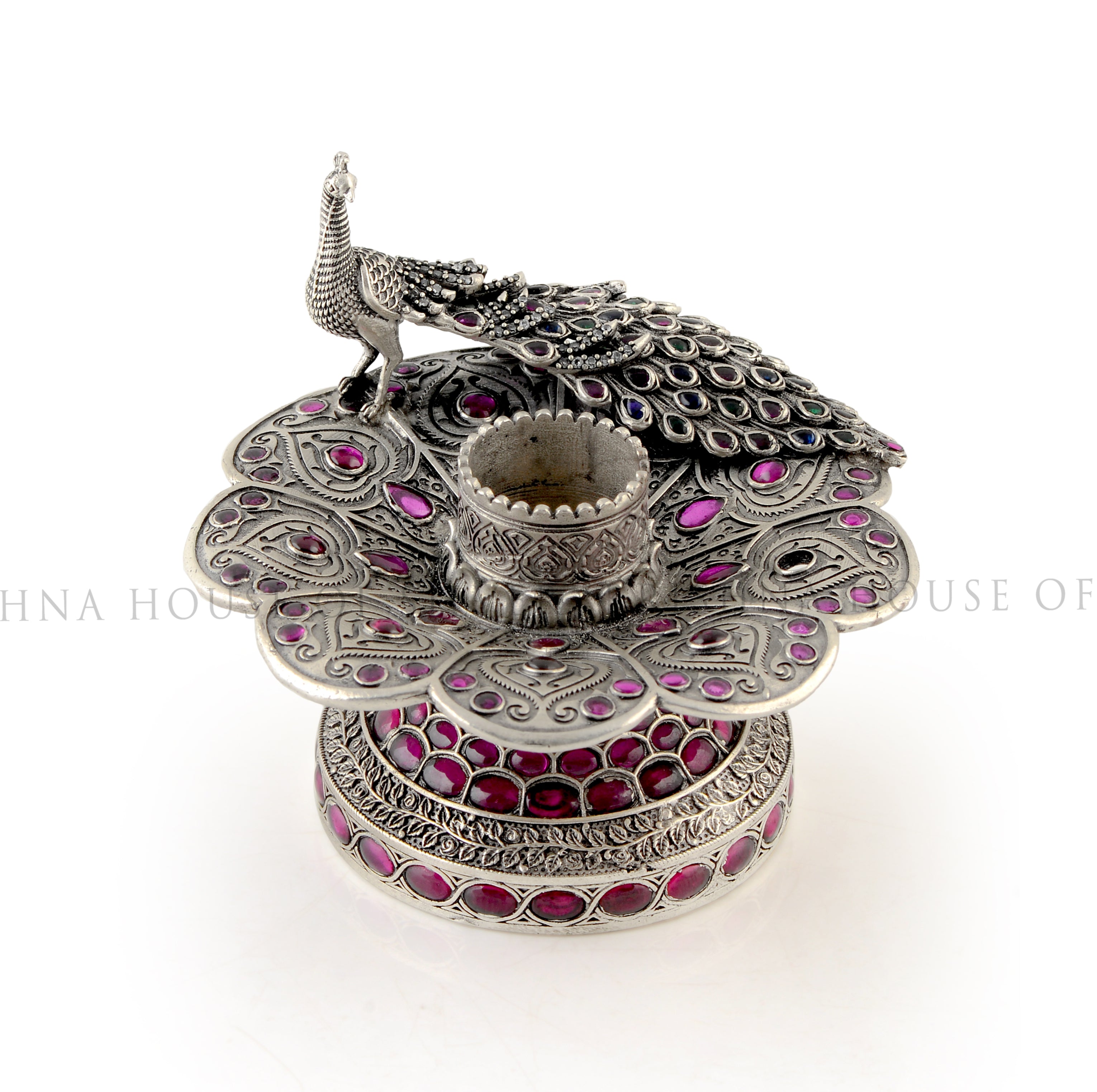 Delicately Stone Crafted 92.5 Silver Dhoop Stand