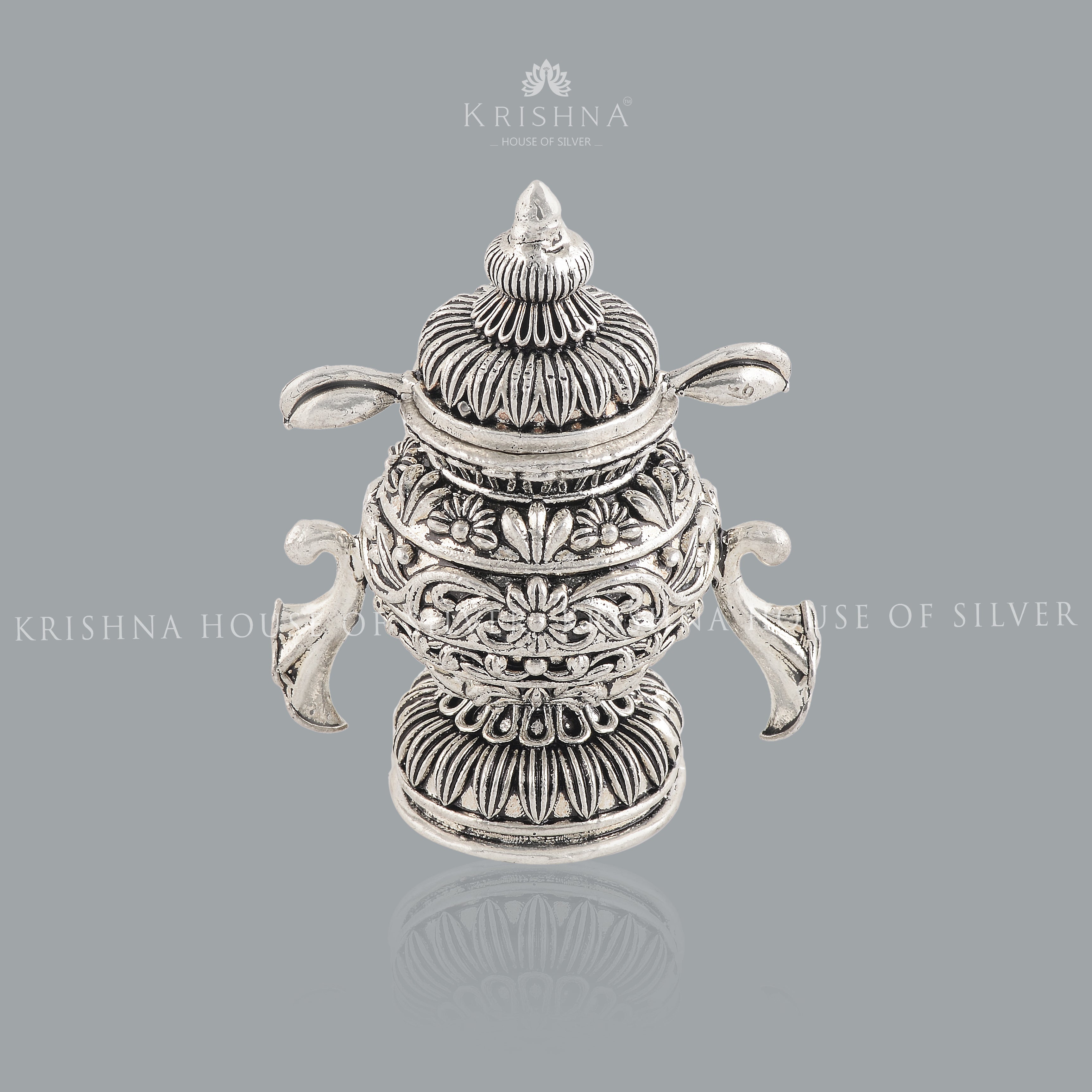 Aberrant Silver Kumkum Box - Krishna Jewellers Pearls and Gems