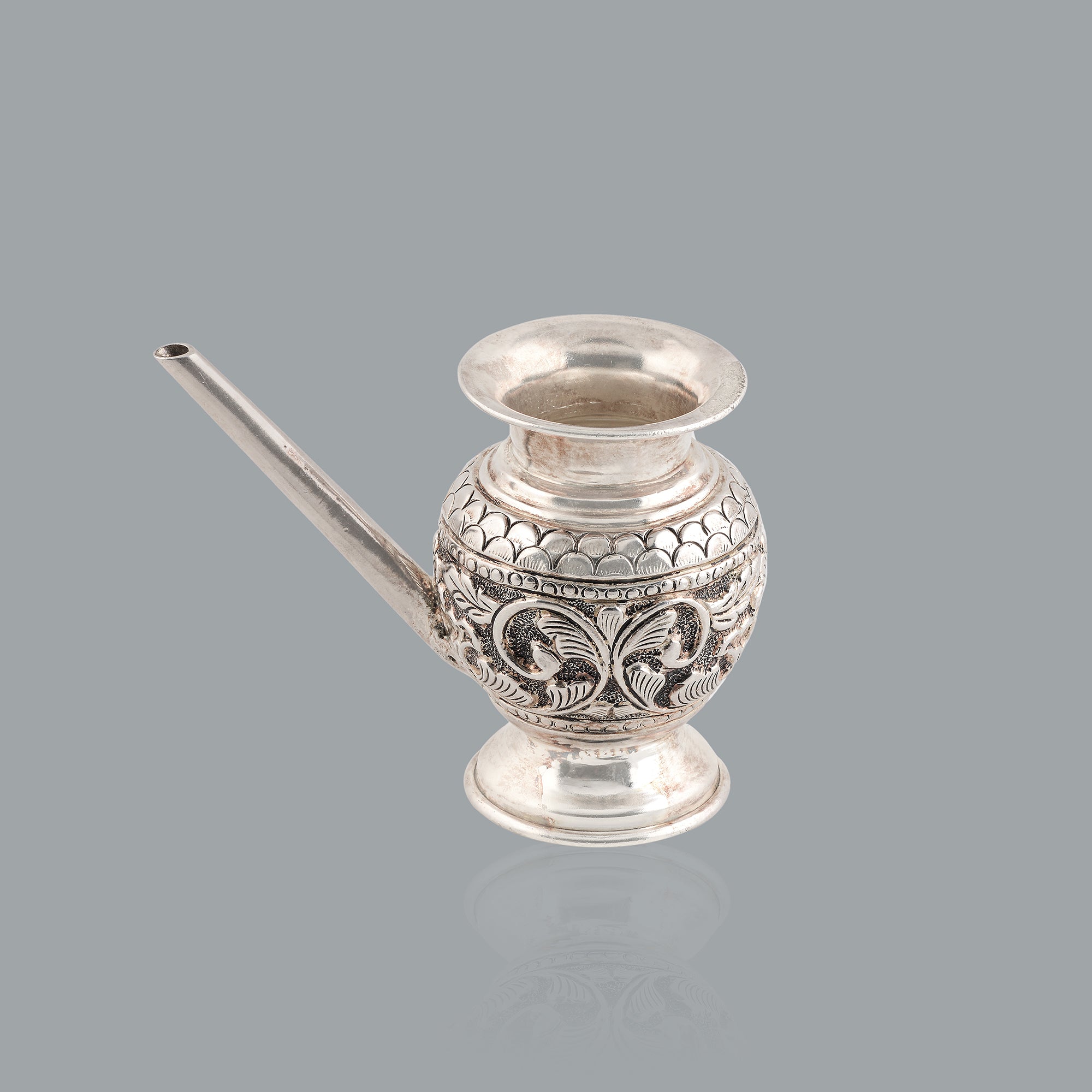 Antique Silver Ghee Pot Crafted from 92.5 Pure Silver