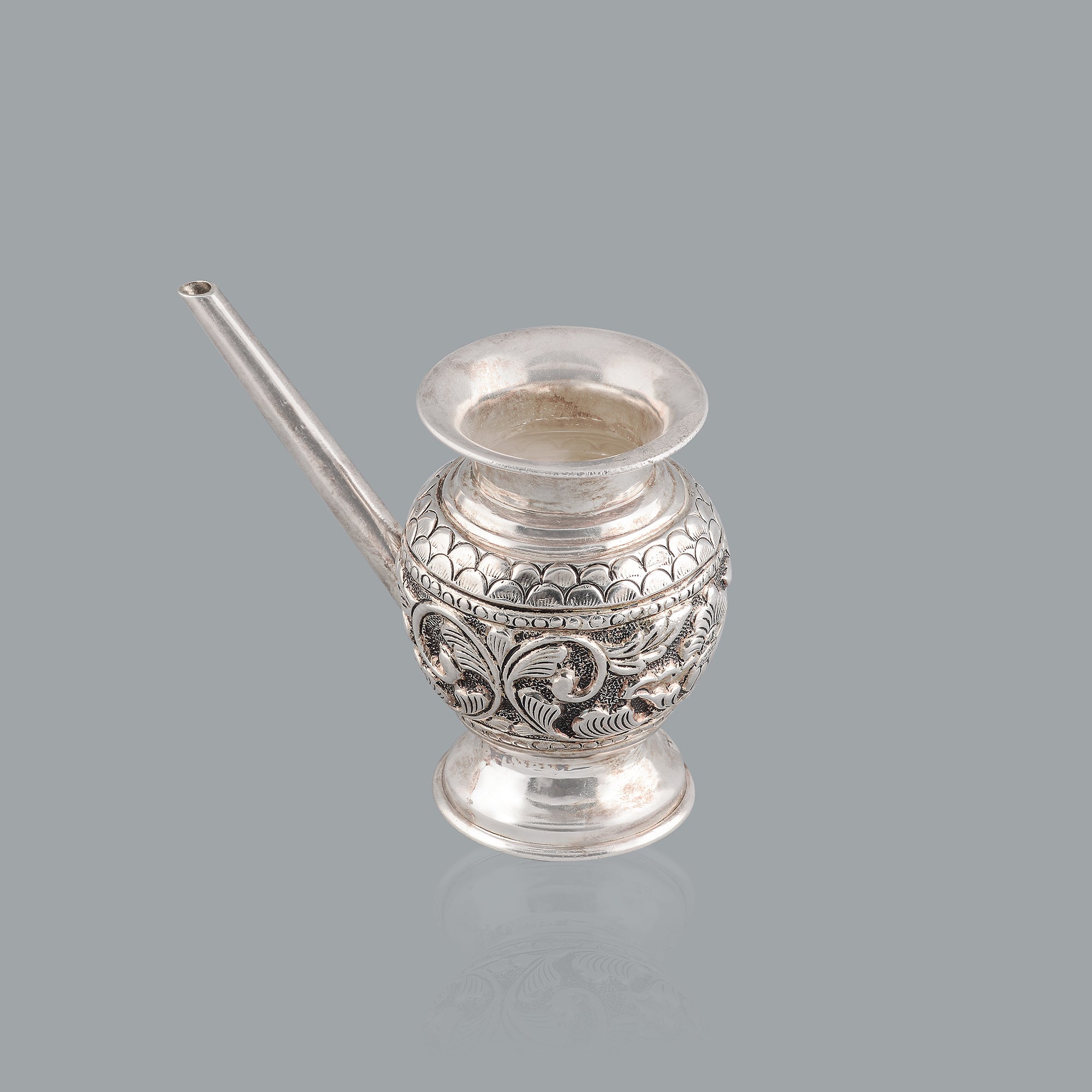 Antique Silver Ghee Pot Crafted from 92.5 Pure Silver