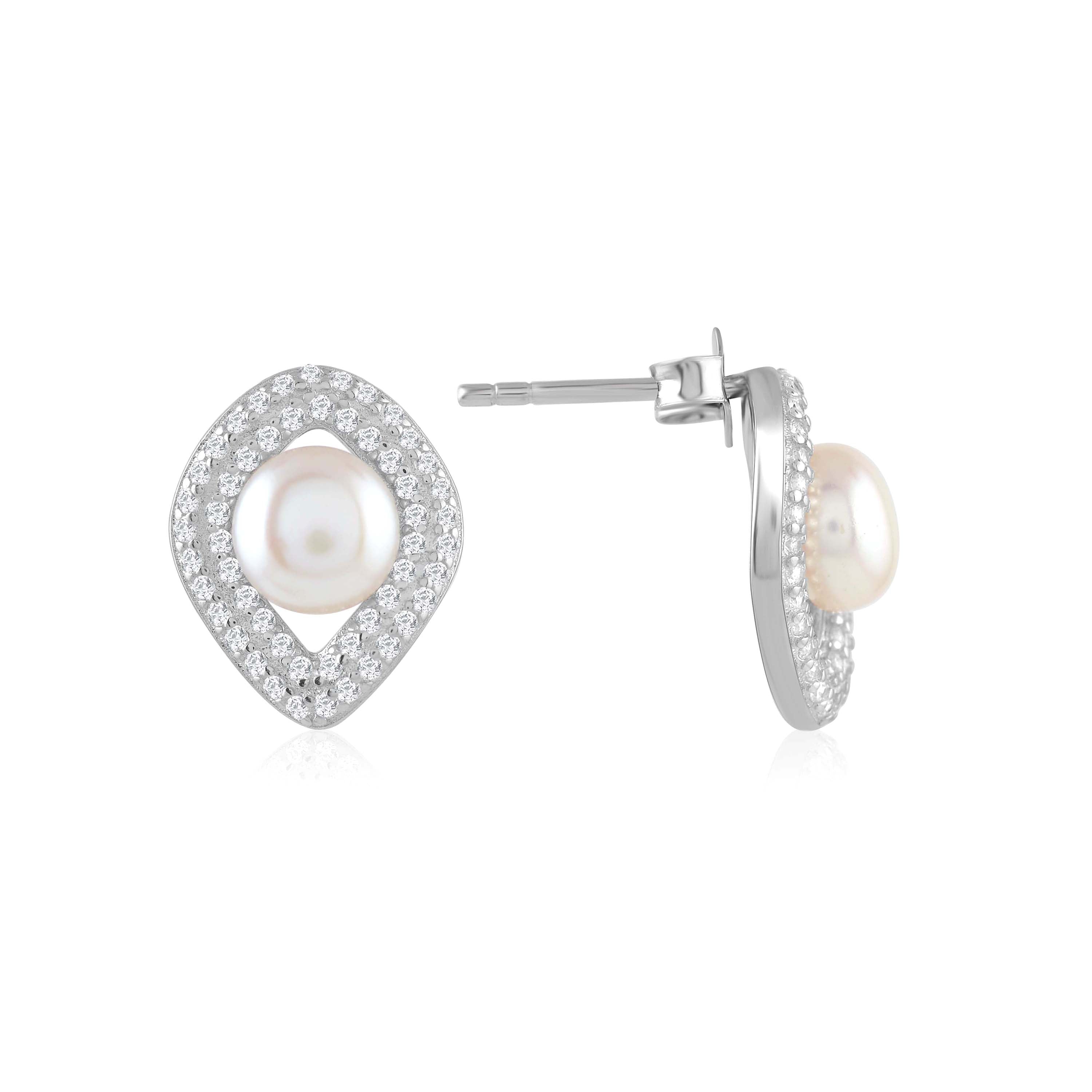 Sterling Silver Teardrop Studs Earring - Krishna Jewellers Pearls and Gems