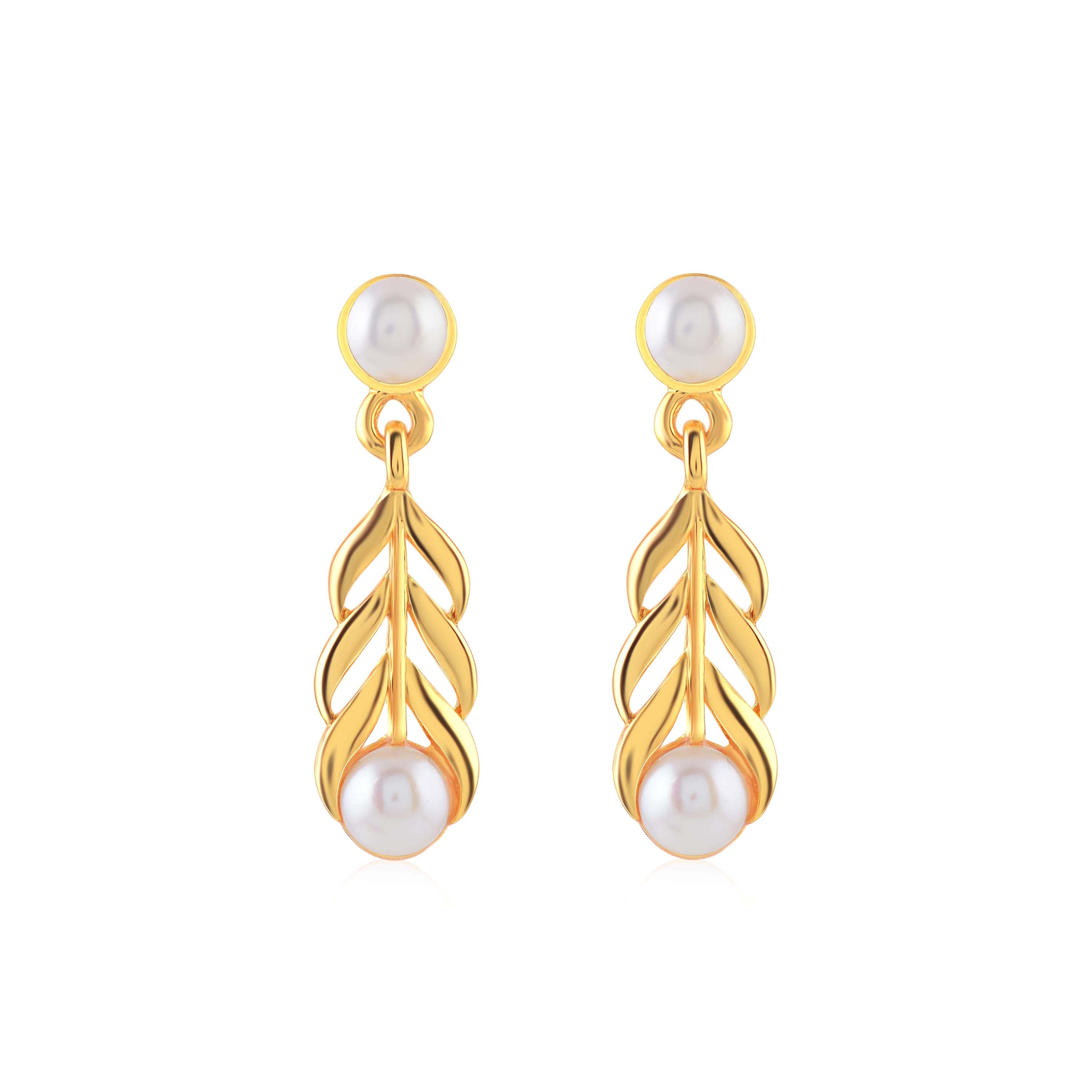 Stylish Gold Coated Pearl Dangler Earrings