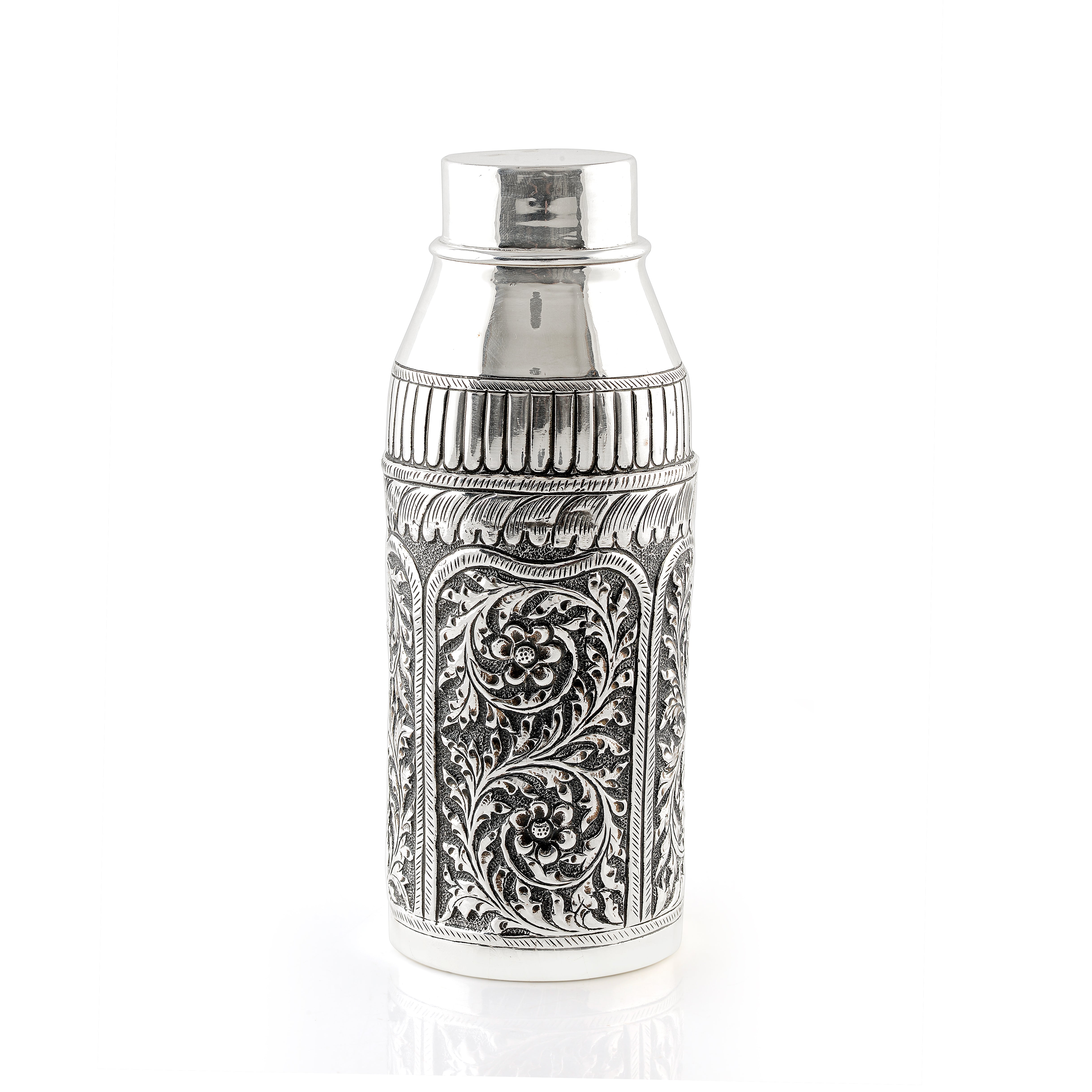 Pure Silver Floral Water Bottle - Krishna Jewellers Pearls and Gems