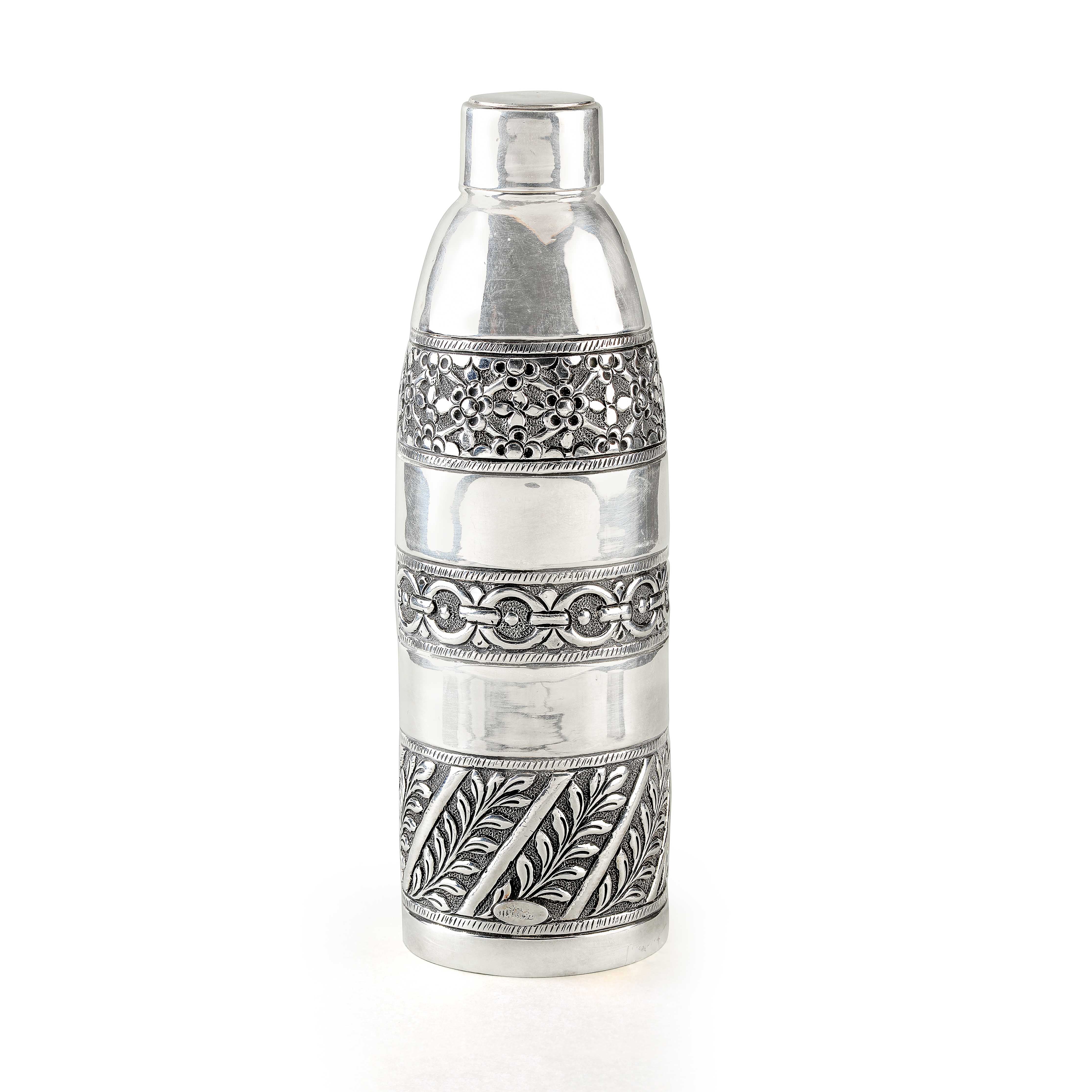Silver Antique Floral Design Bottle - Krishna Jewellers Pearls and Gems