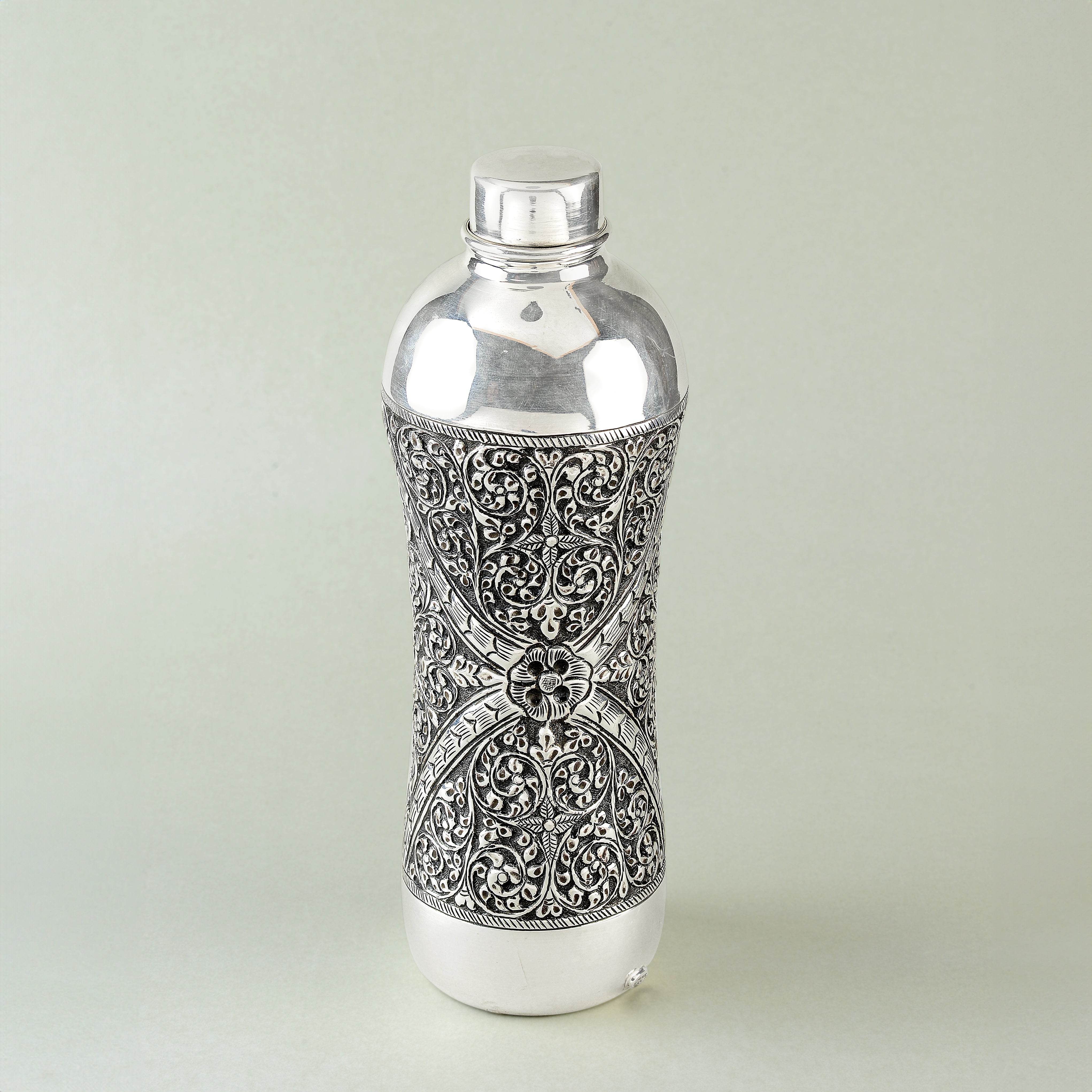 Floral Print Silver Water Bottle - Krishna Jewellers Pearls and Gems