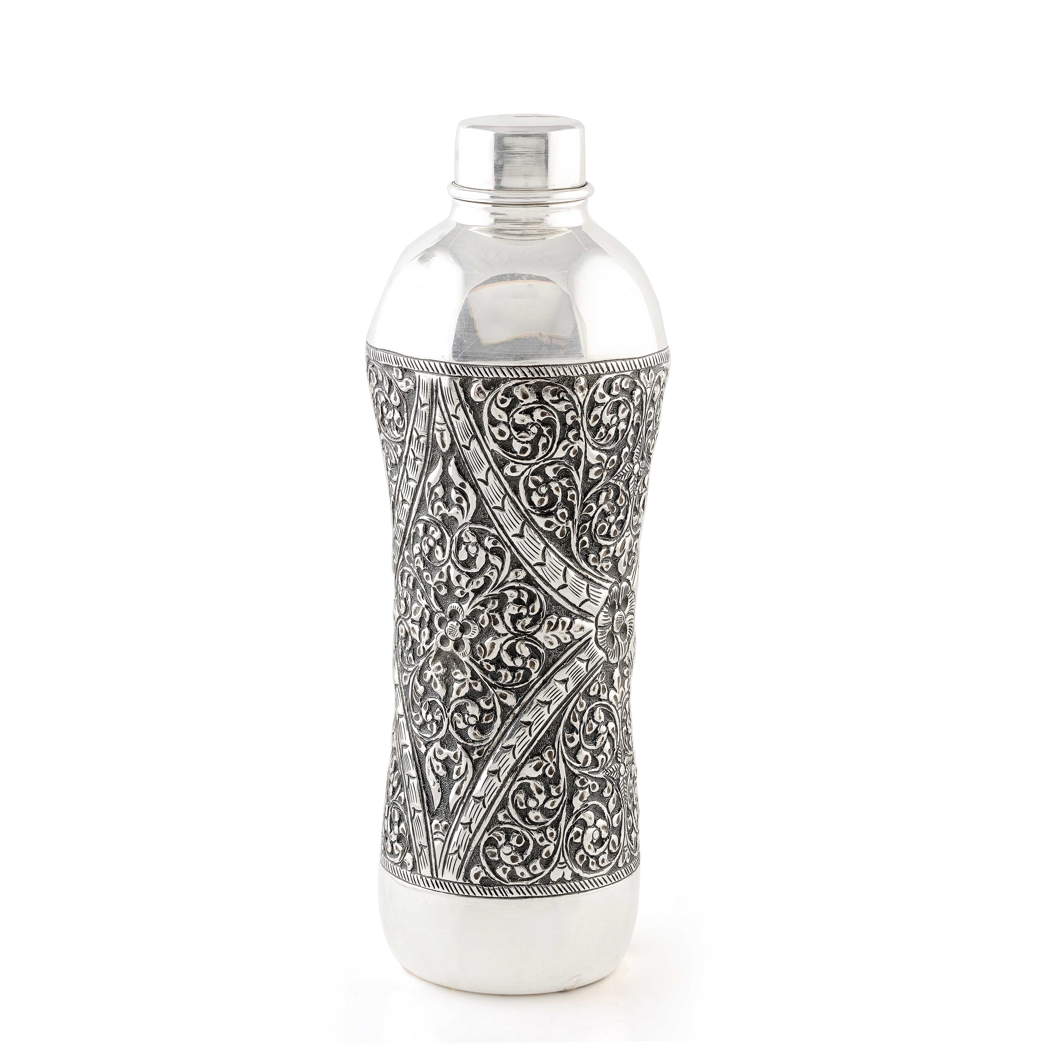 Floral Print Silver Water Bottle - Krishna Jewellers Pearls and Gems